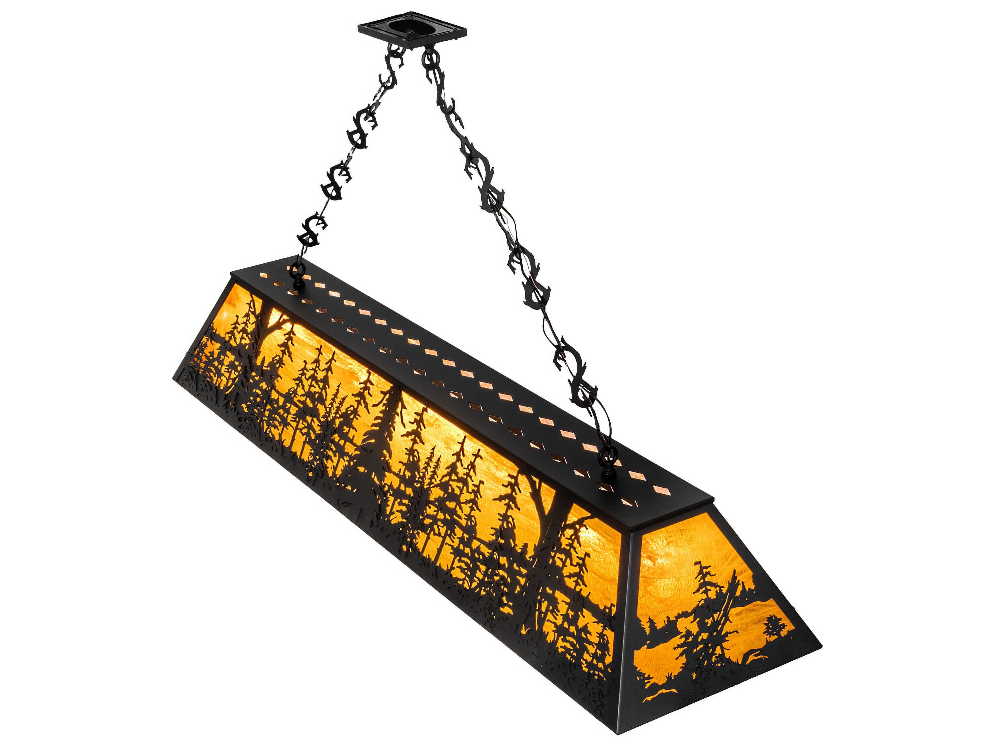 Meyda Tall Pines 11-Light Textured Black Glass Island Pendant