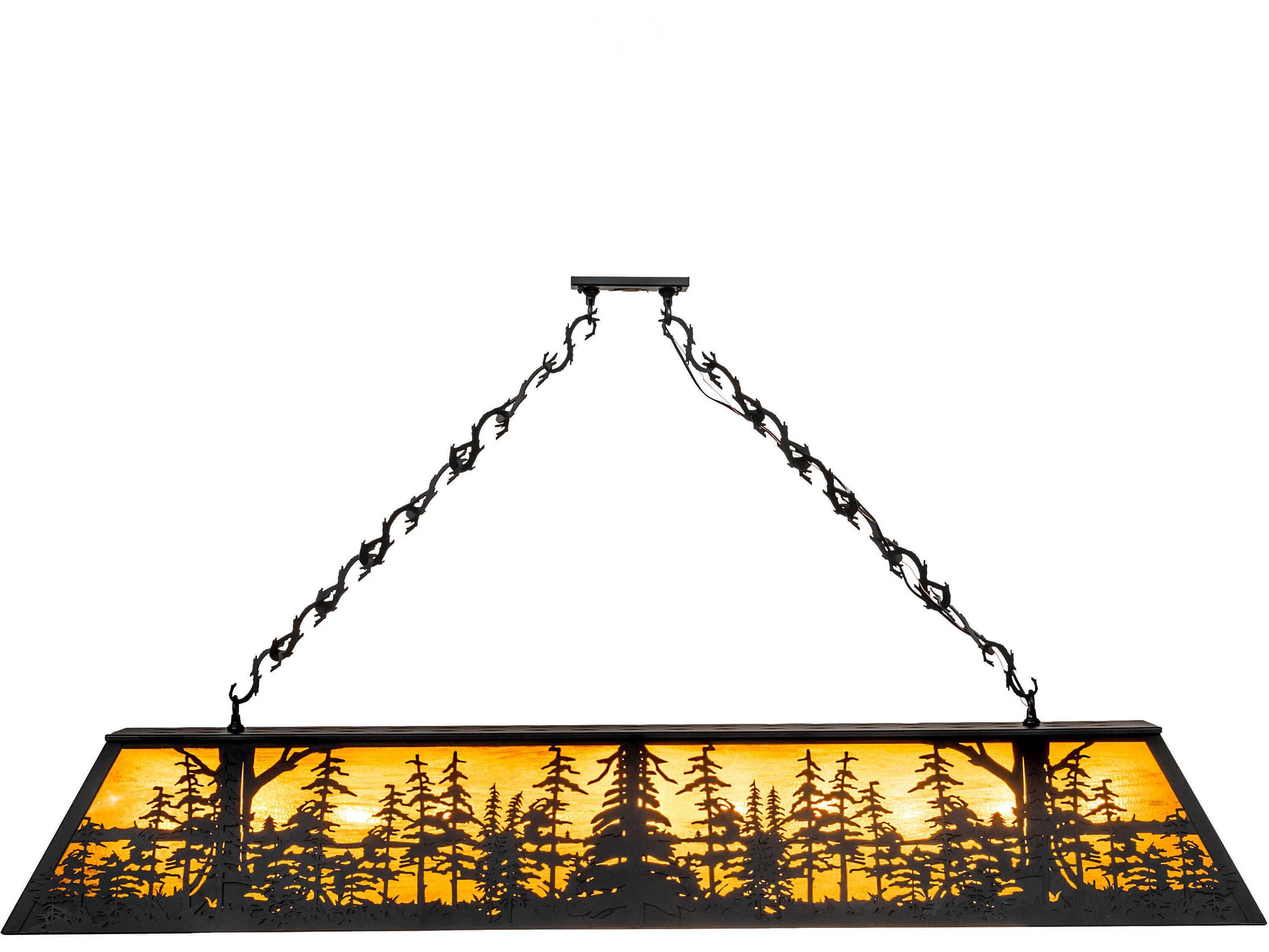 Meyda Tall Pines 11-Light Textured Black Glass Island Pendant