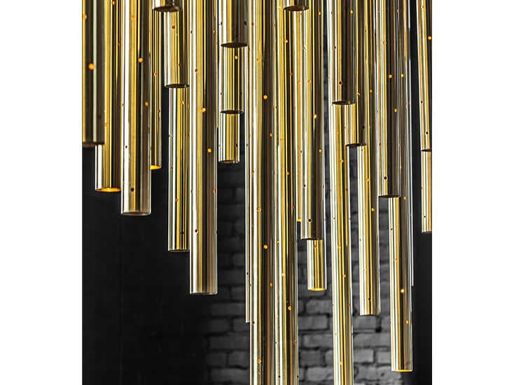 Meyda Emmentaler 15-Light Polished Brass / Solar Black Island Pendant