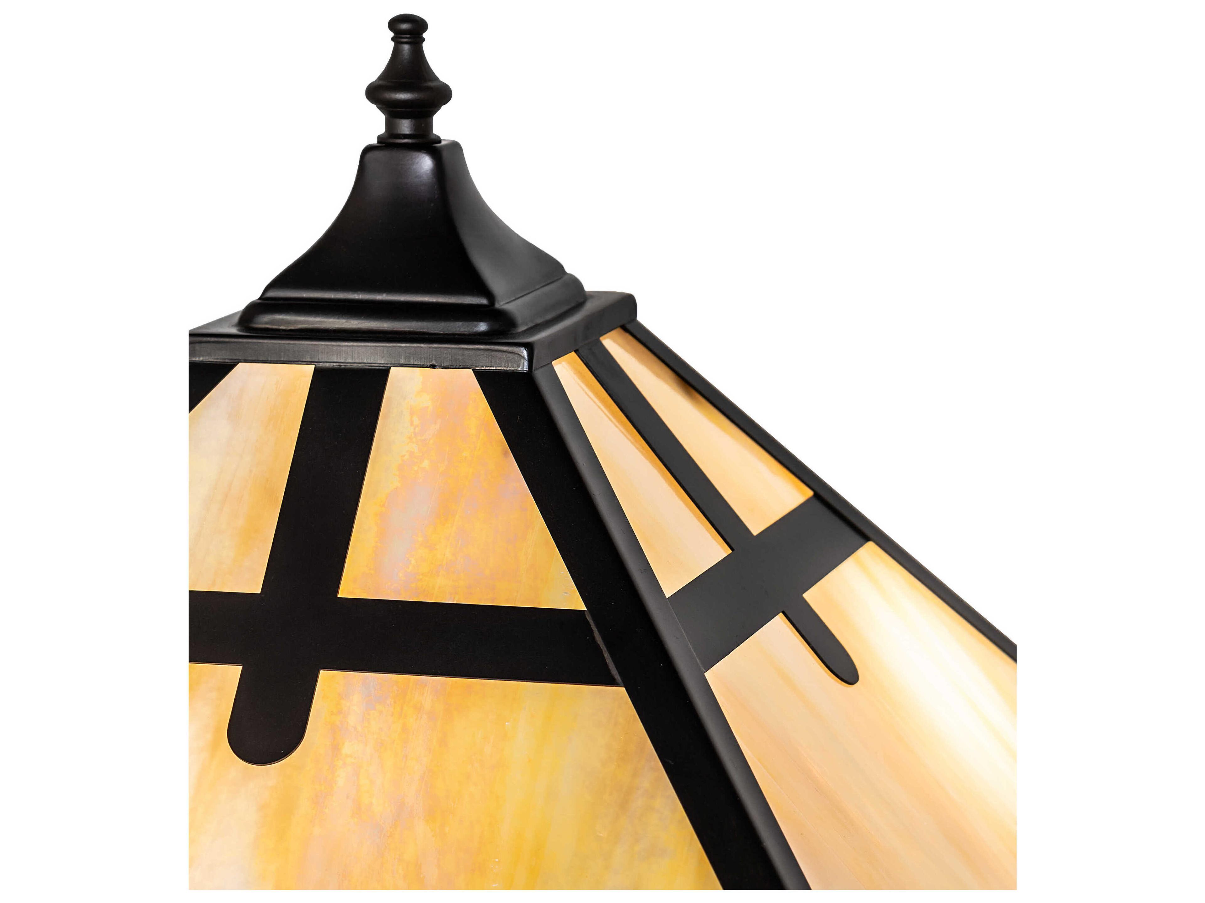 Meyda Cross Mission Mahogany Bronze Beige Iridescent Glass Buffet Lamp