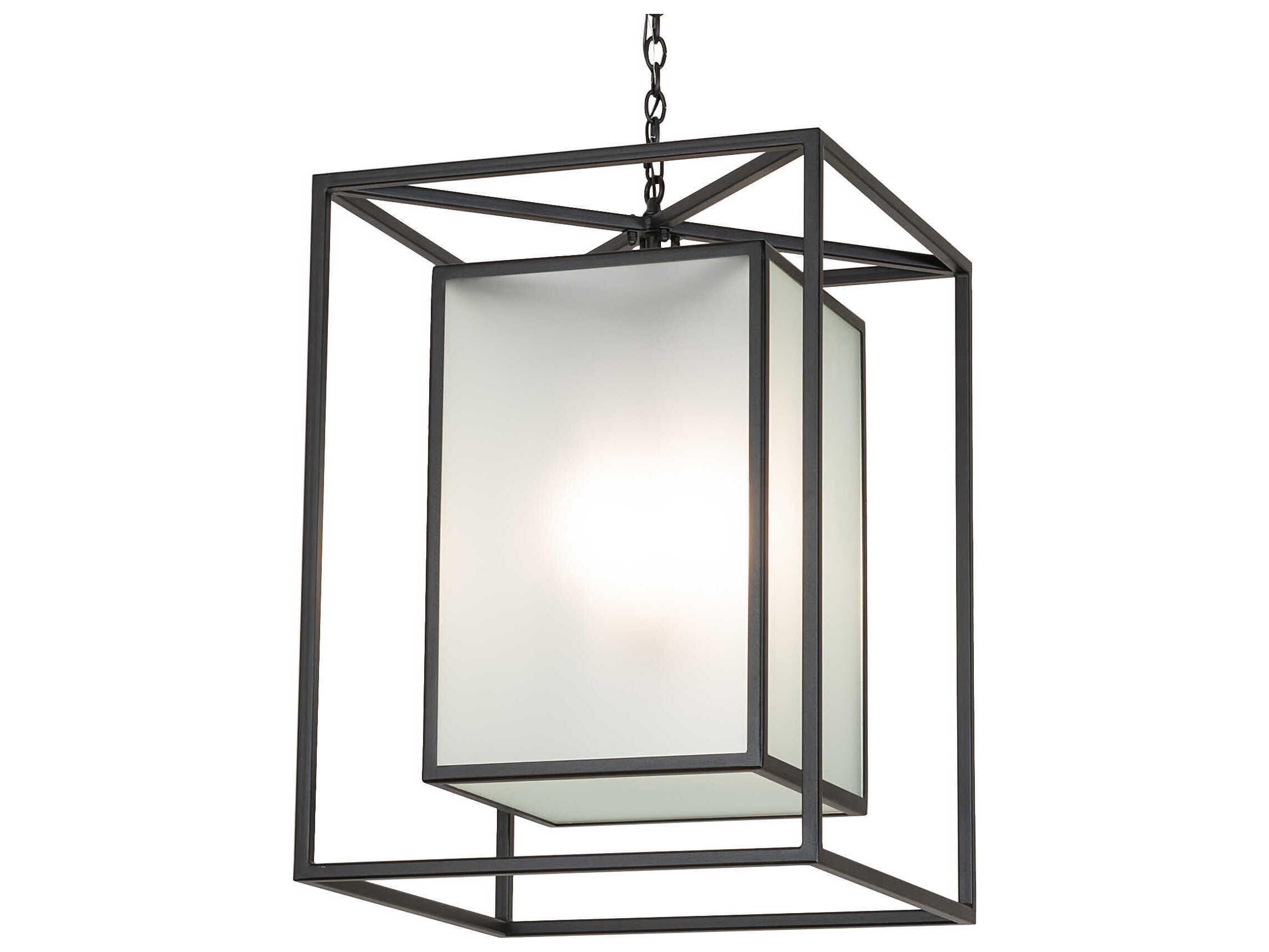 Meyda Kitzi Box 4-Light Textured Black Geometric Pendant