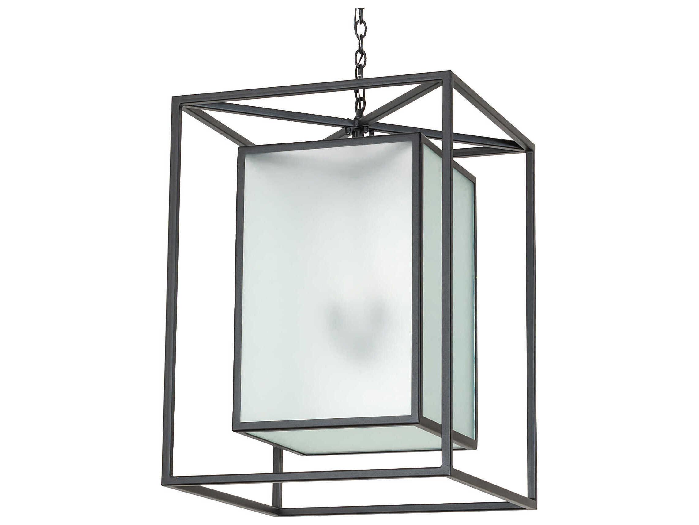 Meyda Kitzi Box 4-Light Textured Black Geometric Pendant