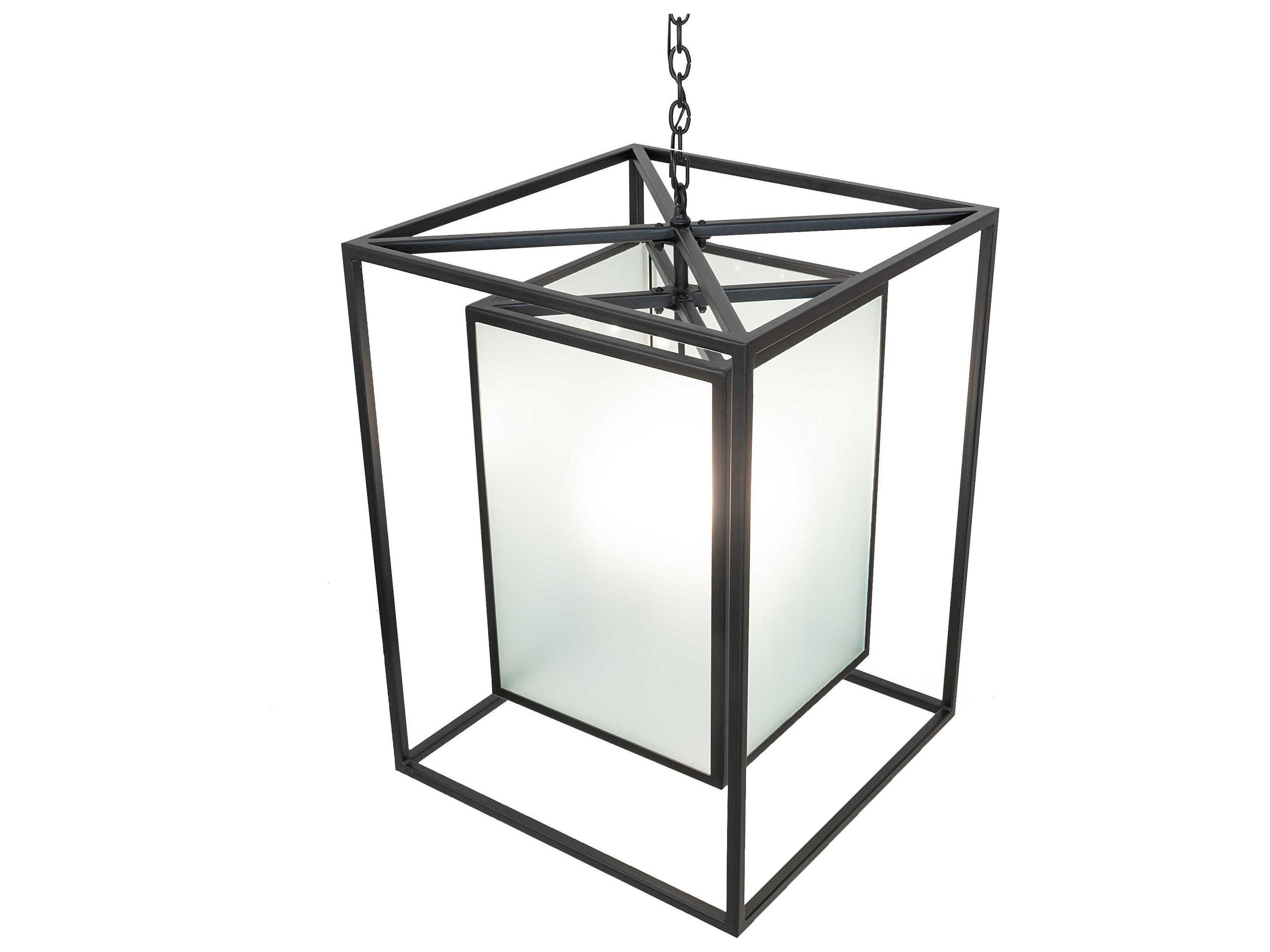 Meyda Kitzi Box 4-Light Textured Black Geometric Pendant