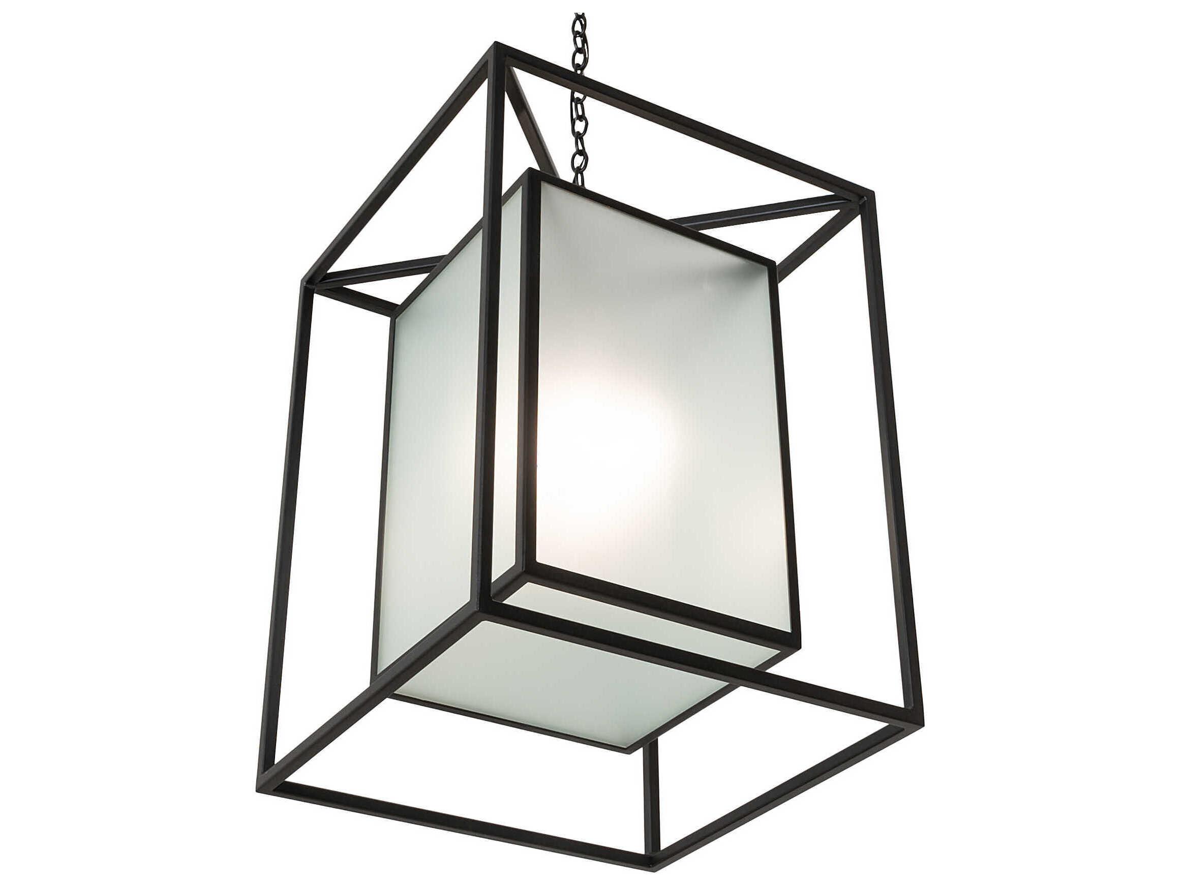 Meyda Kitzi Box 4-Light Textured Black Geometric Pendant