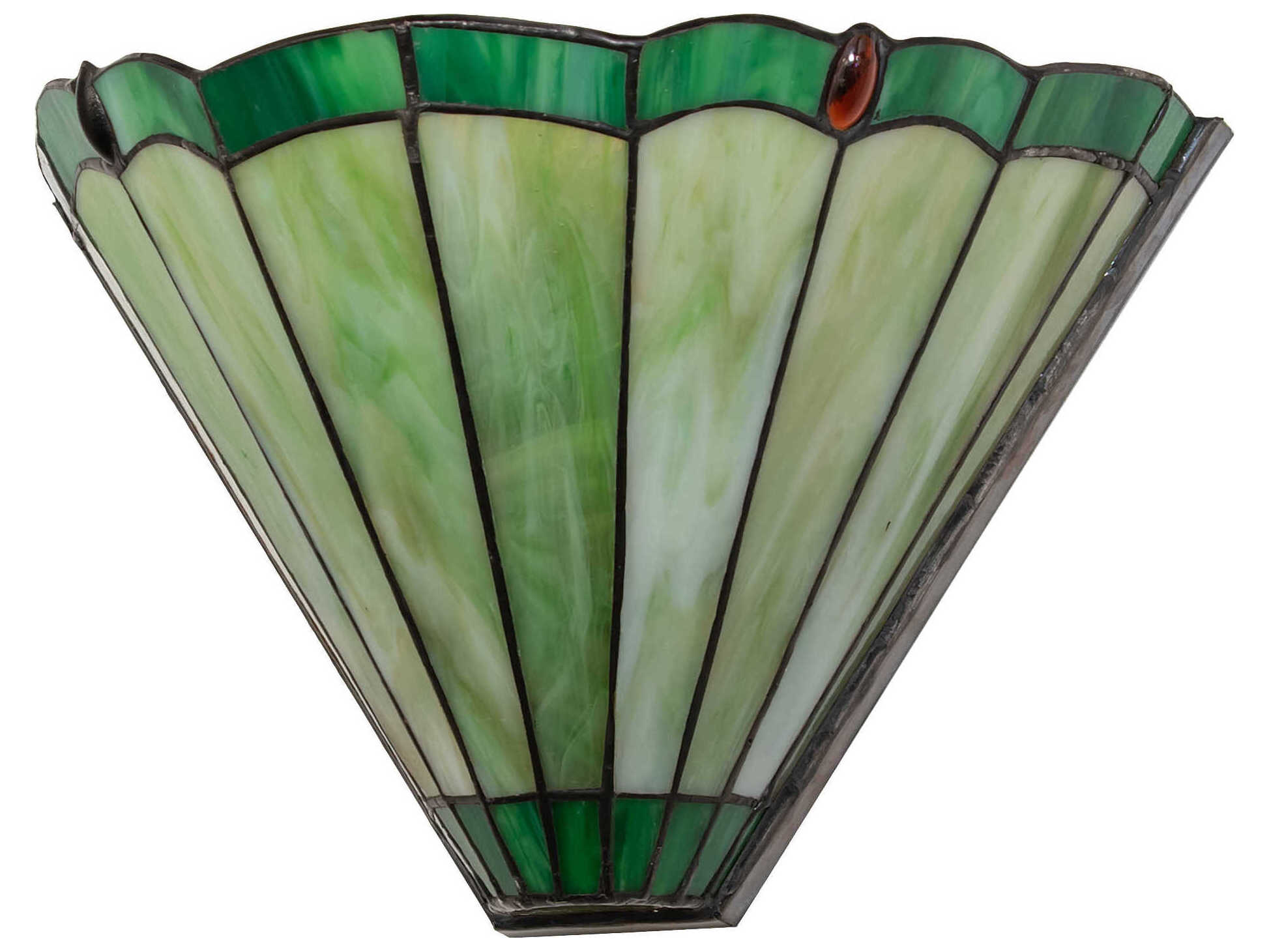 Meyda Caprice 2-Light Antique Brass Green Glass Tiffany Wall Sconce