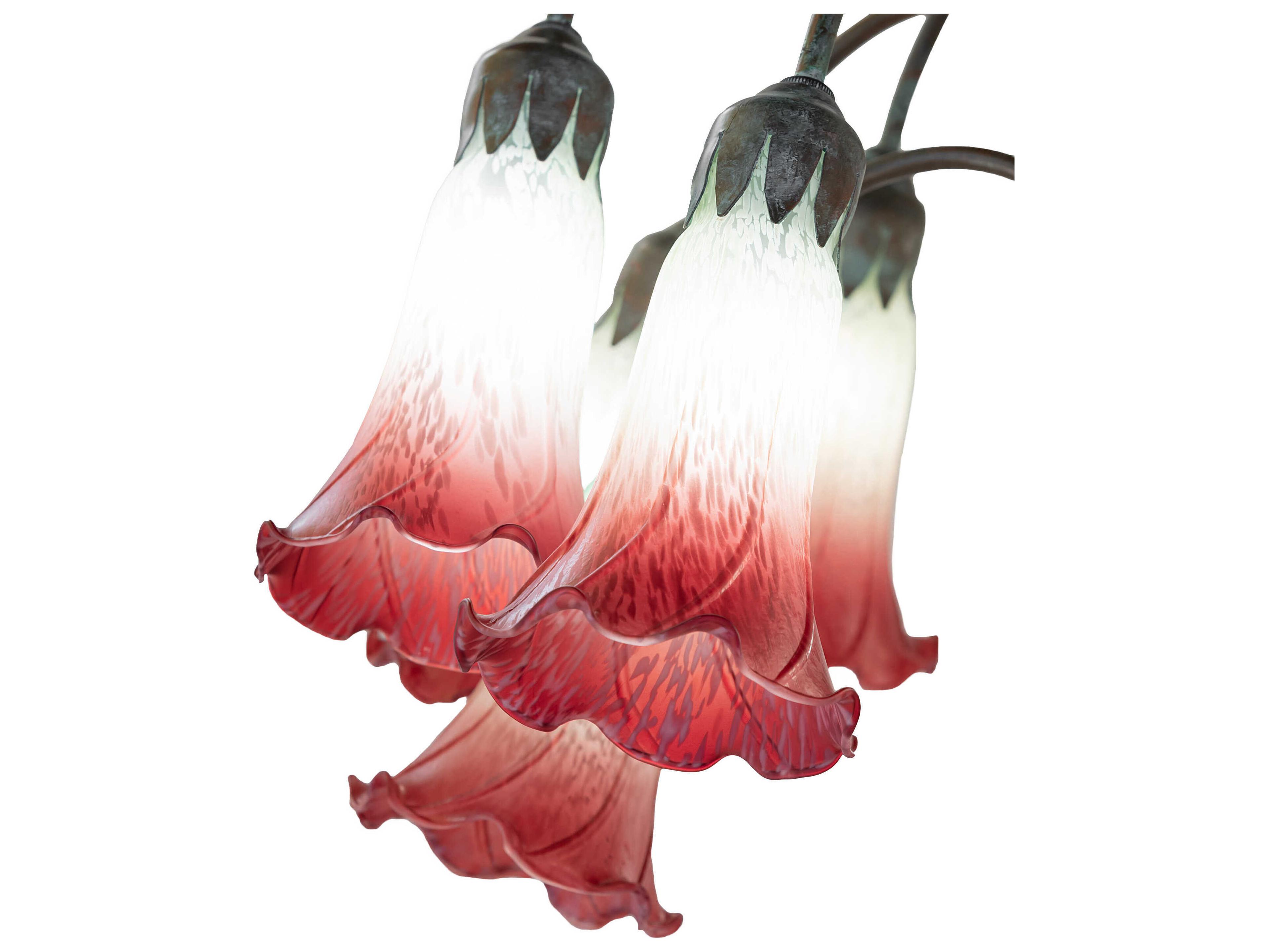 Meyda Pond Lily Bronze Seafoam Cranberry Glass Floor Lamp with Shade