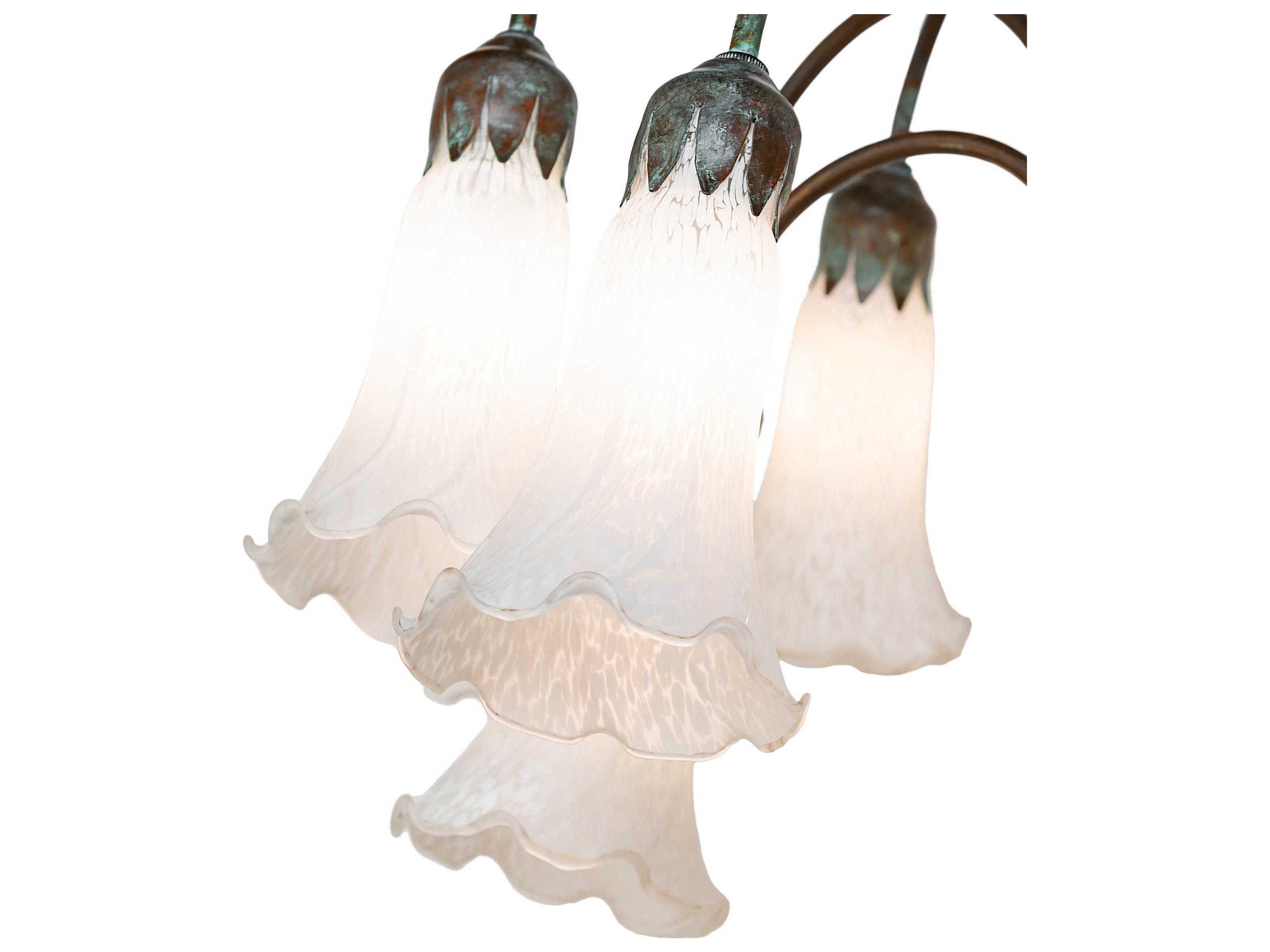 Meyda Pond Lily Bronze White Glass Floor Lamp with Shade