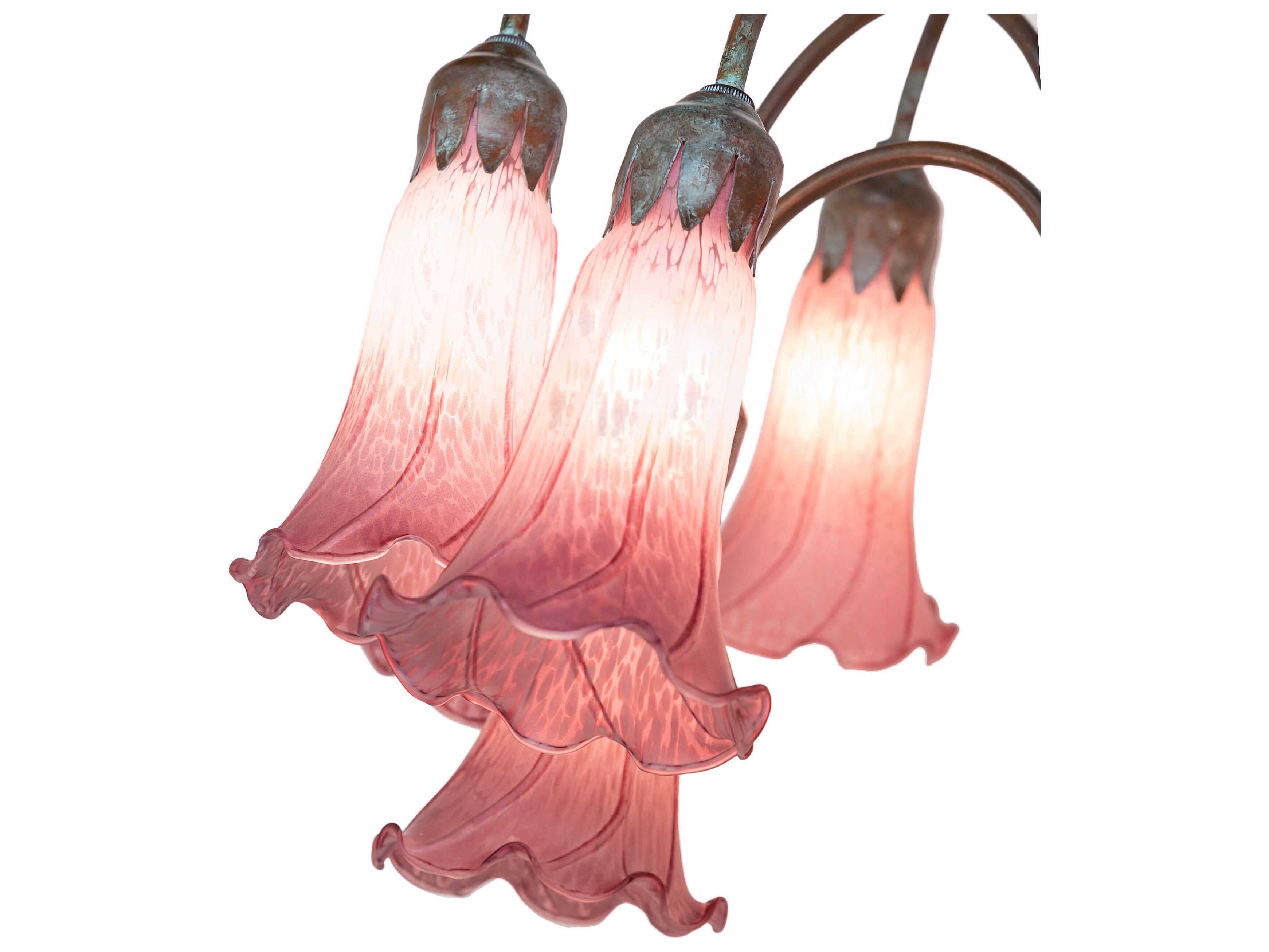 Meyda Pond Lily Bronze Lavender Glass Floor Lamp with Shade