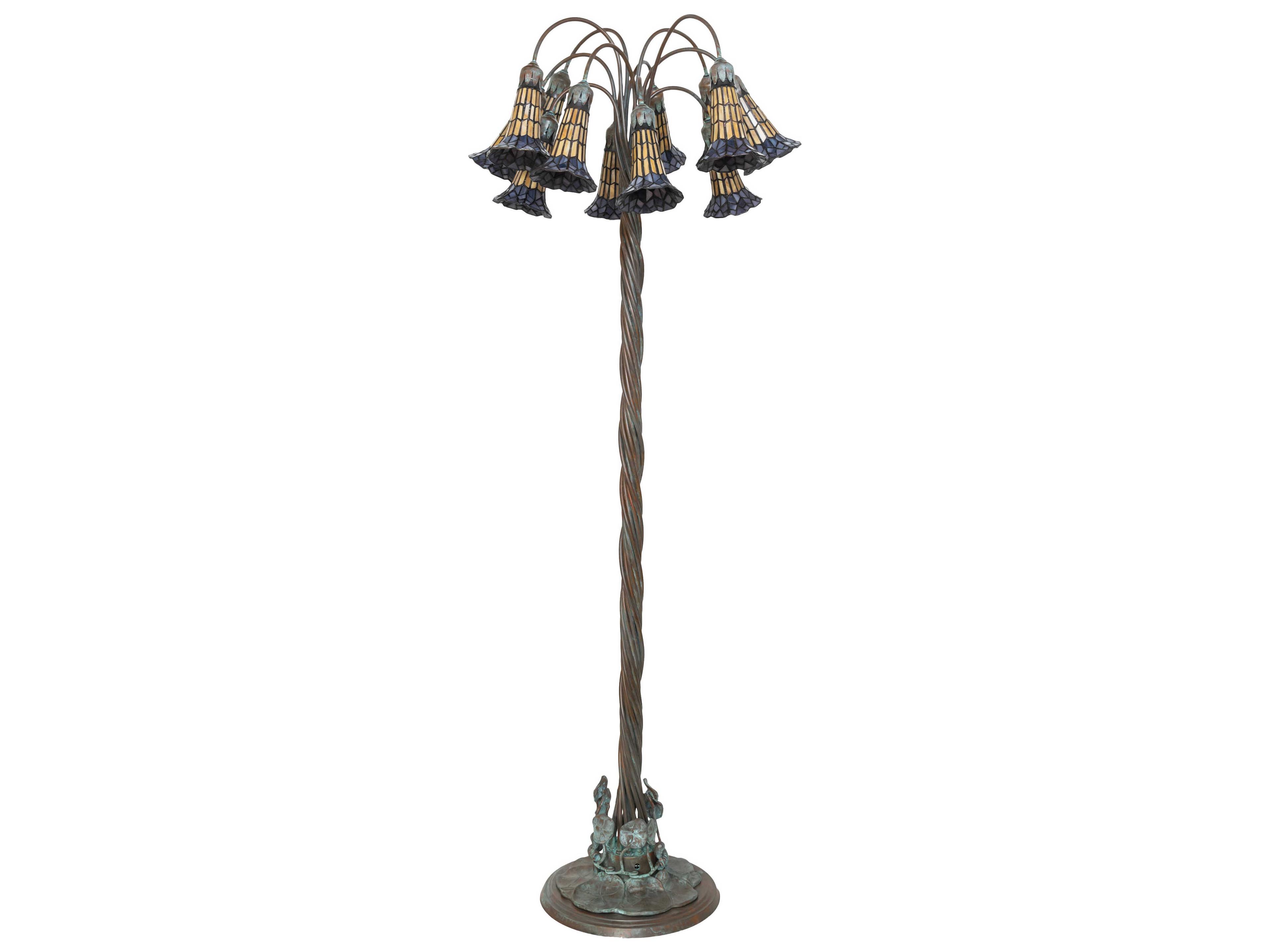 Meyda Stained Glass Pond Lily Bronze Floor Lamp