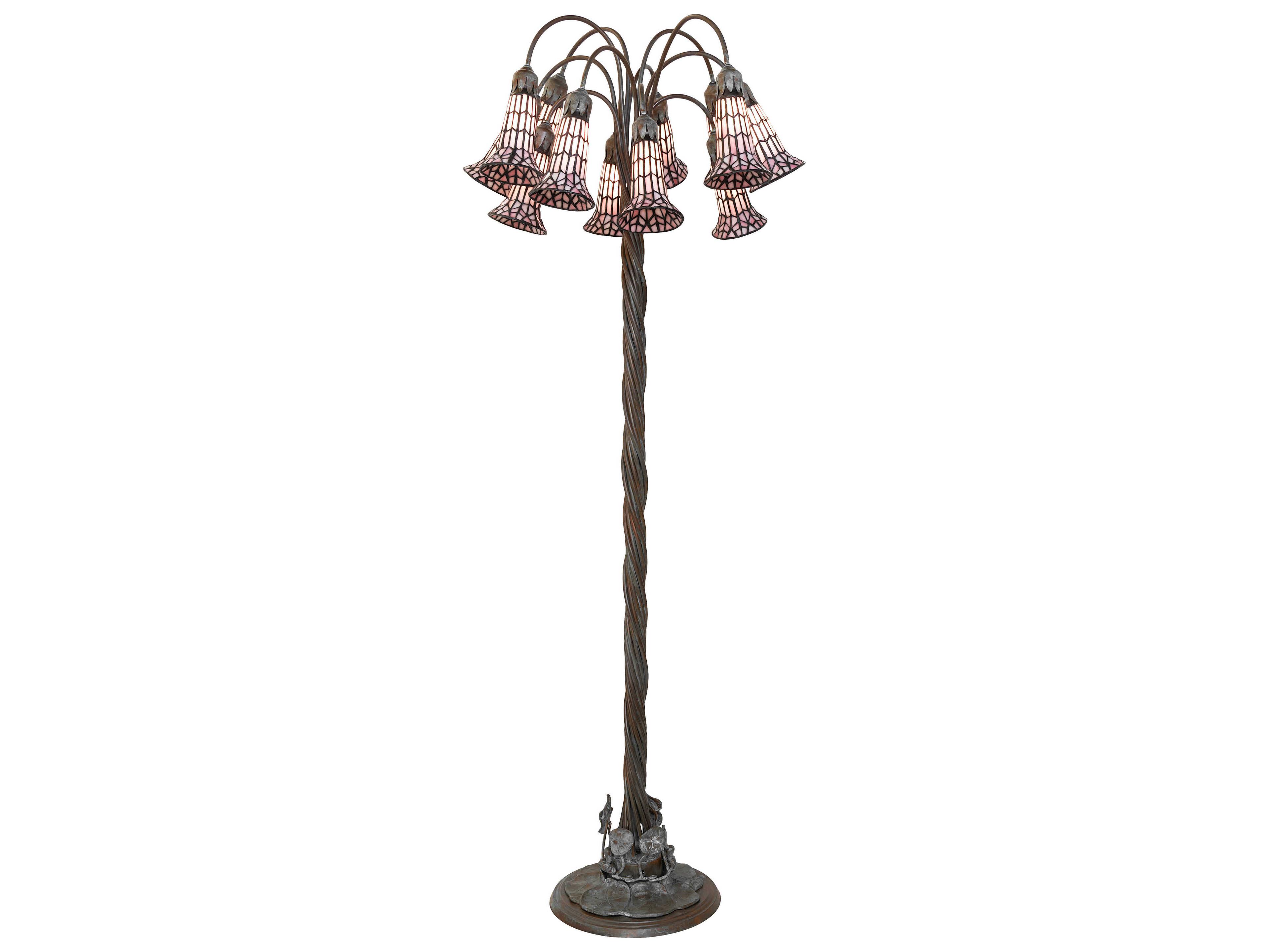 Meyda Stained Glass Pond Lily Bronze Floor Lamp