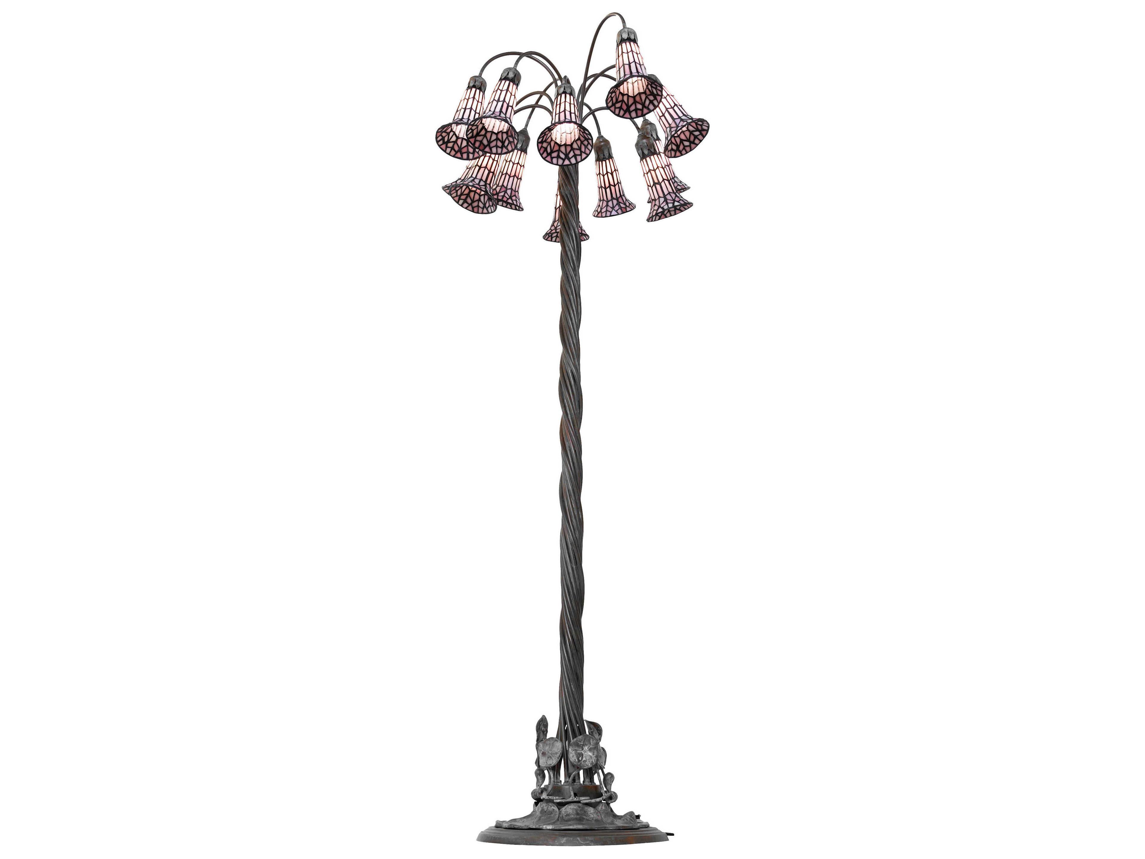 Meyda Stained Glass Pond Lily Bronze Floor Lamp