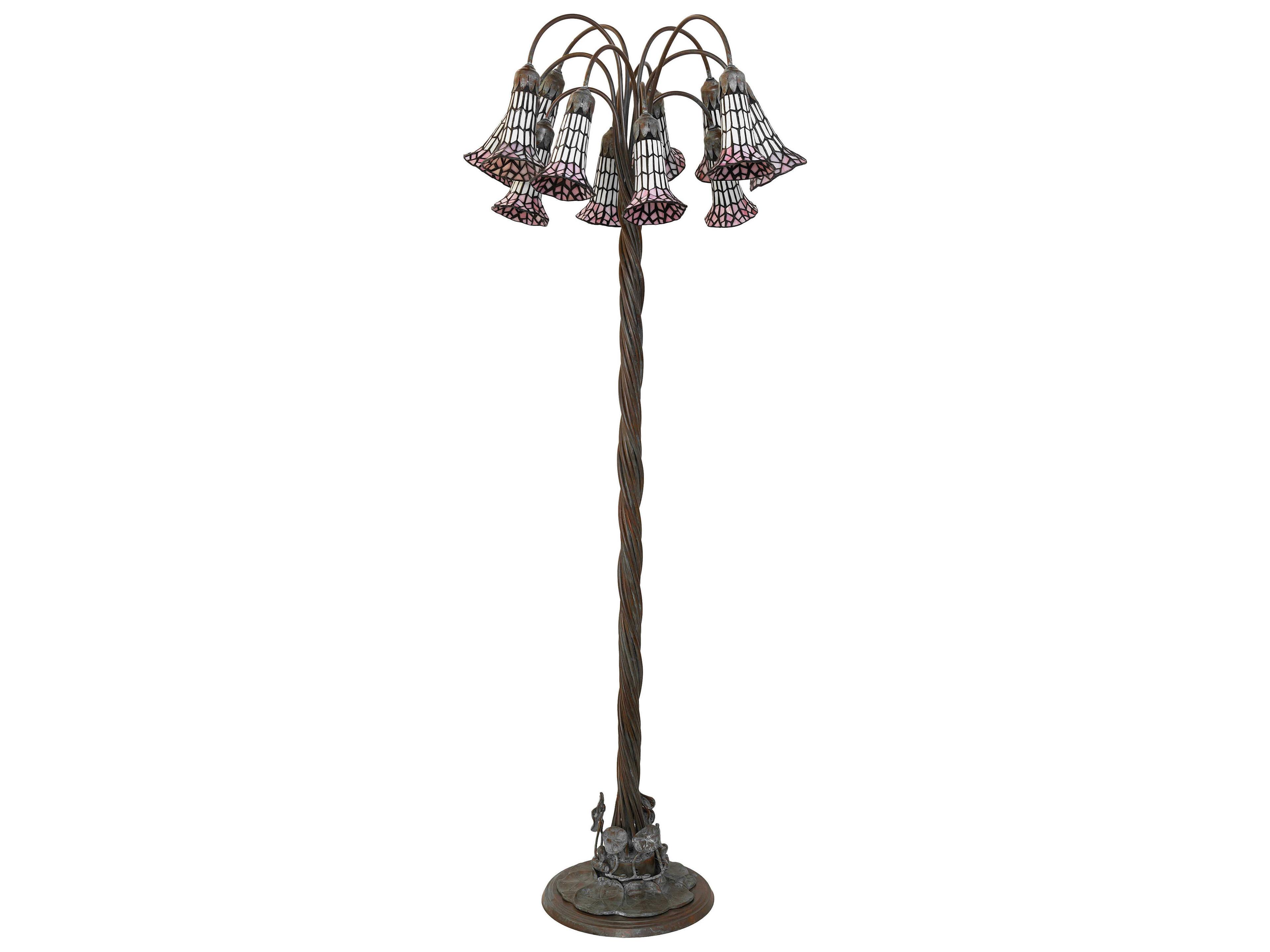 Meyda Stained Glass Pond Lily Bronze Floor Lamp