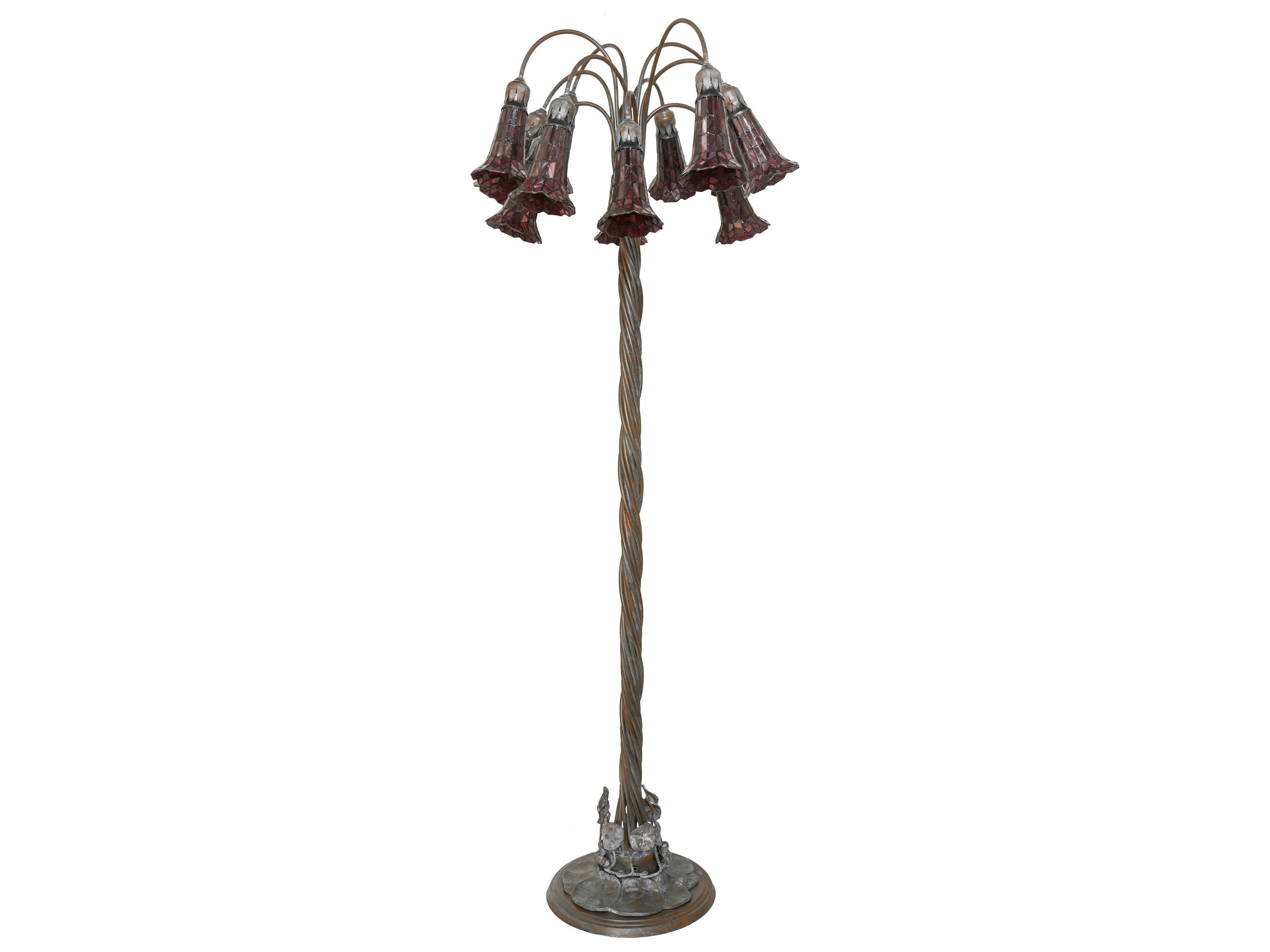 Meyda Stained Glass Pond Lily Bronze Floor Lamp