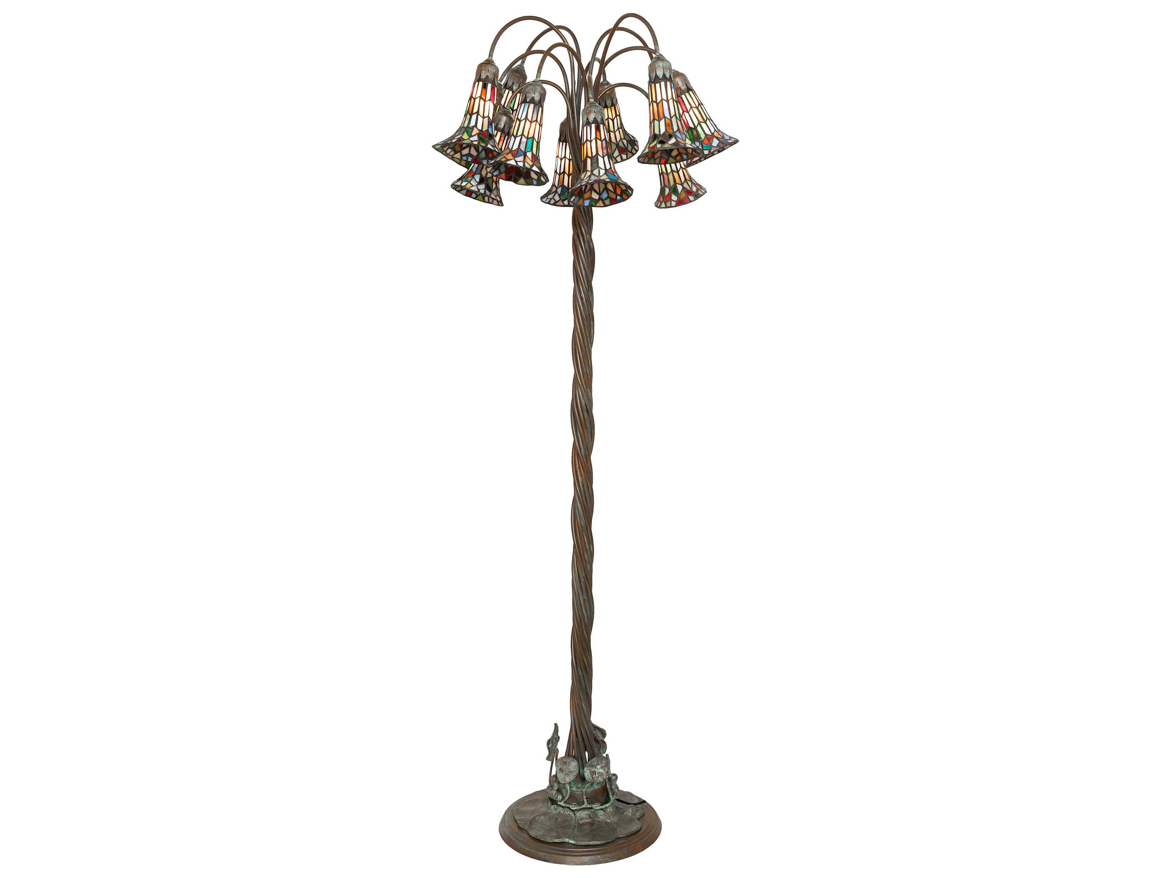 Meyda Stained Glass Pond Lily Bronze Floor Lamp