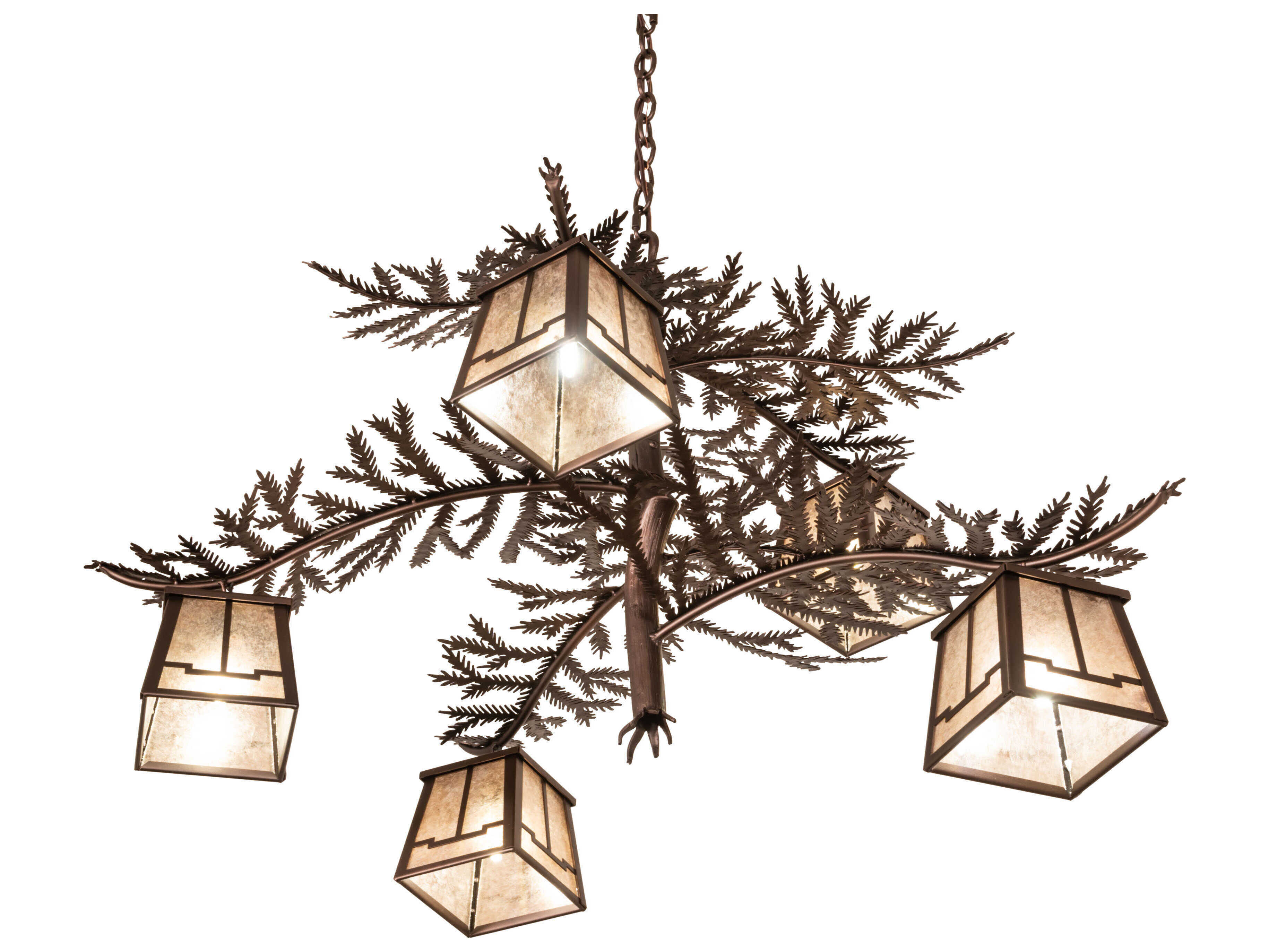 Meyda Pine Branch Valley View 5-Light Mahogany Bronze Lantern Chandelier