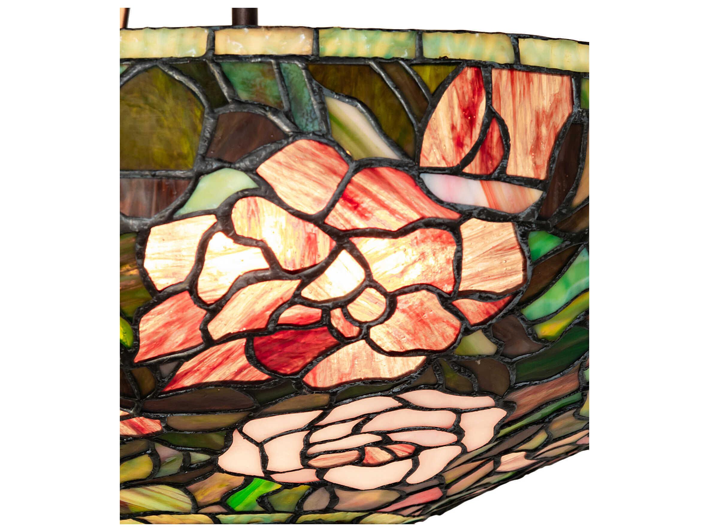 Meyda Peony 3-Light Mahogany Bronze Bowl Pendant