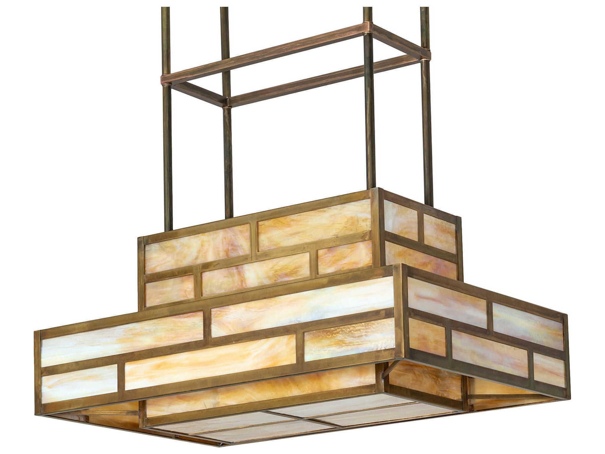 Meyda Hyde Park T Mission 8-Light Vintage Brass Pendant