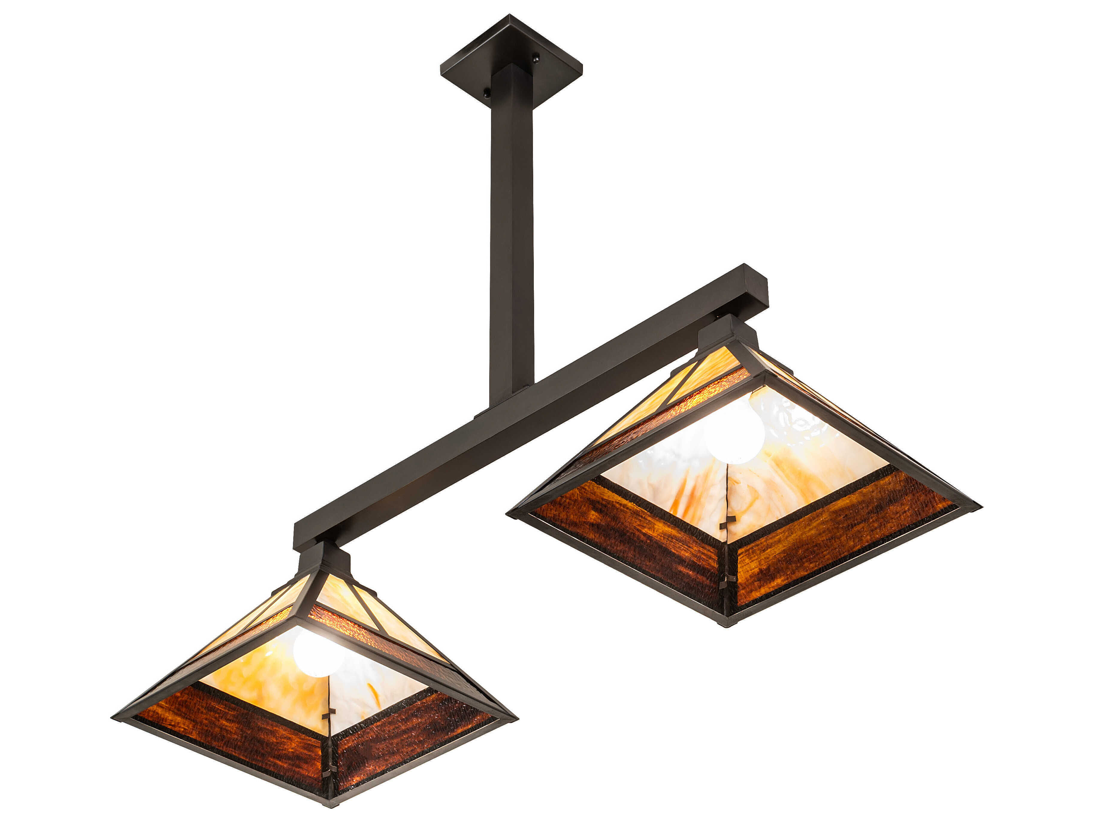 Meyda Hyde Park T Mission 2-Light Craftsman Brown Island Pendant