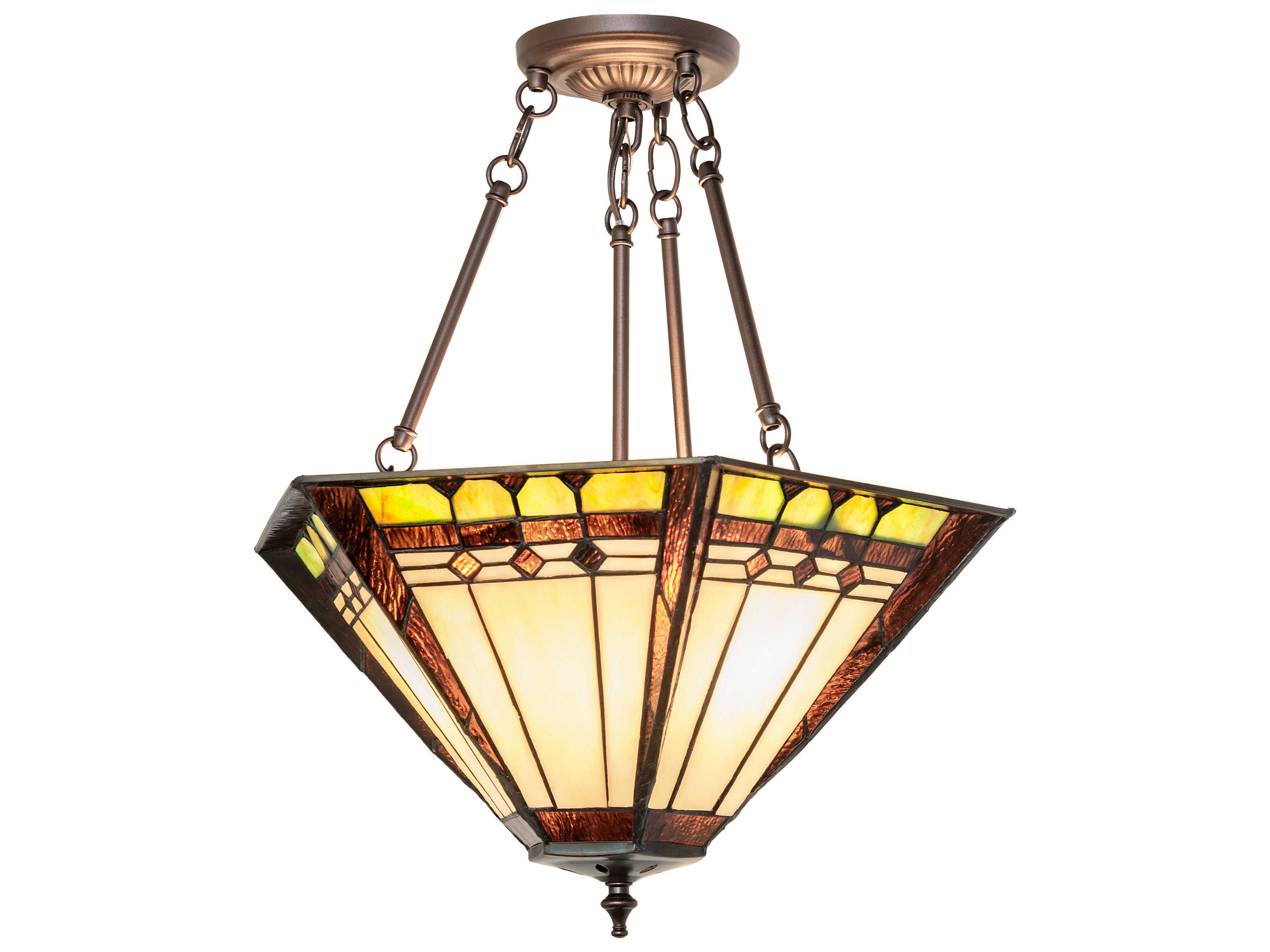 Meyda Albuquerque 3-Light Mahogany Bronze Geometric Semi Flush Mount