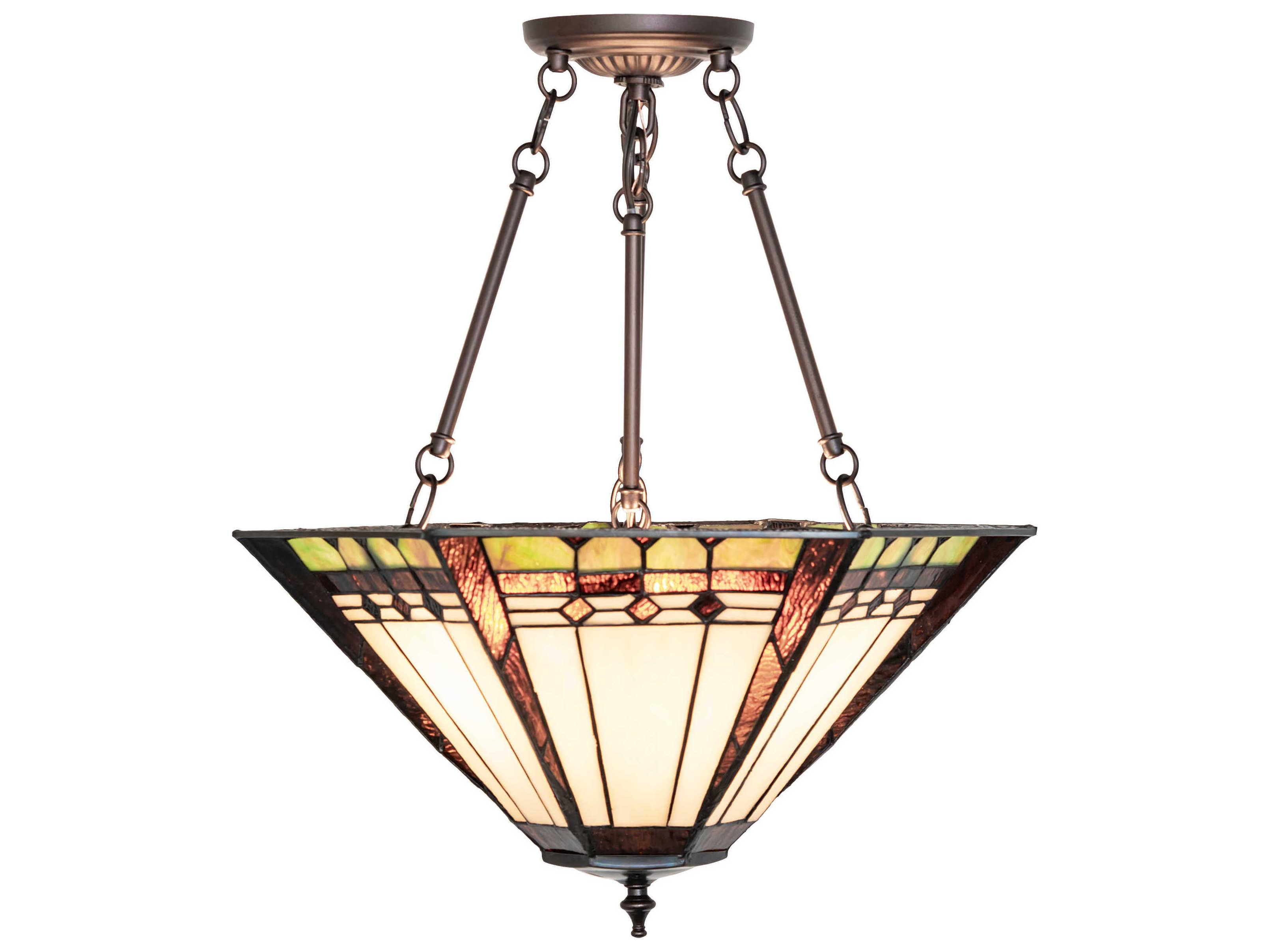 Meyda Albuquerque 3-Light Mahogany Bronze Geometric Semi Flush Mount