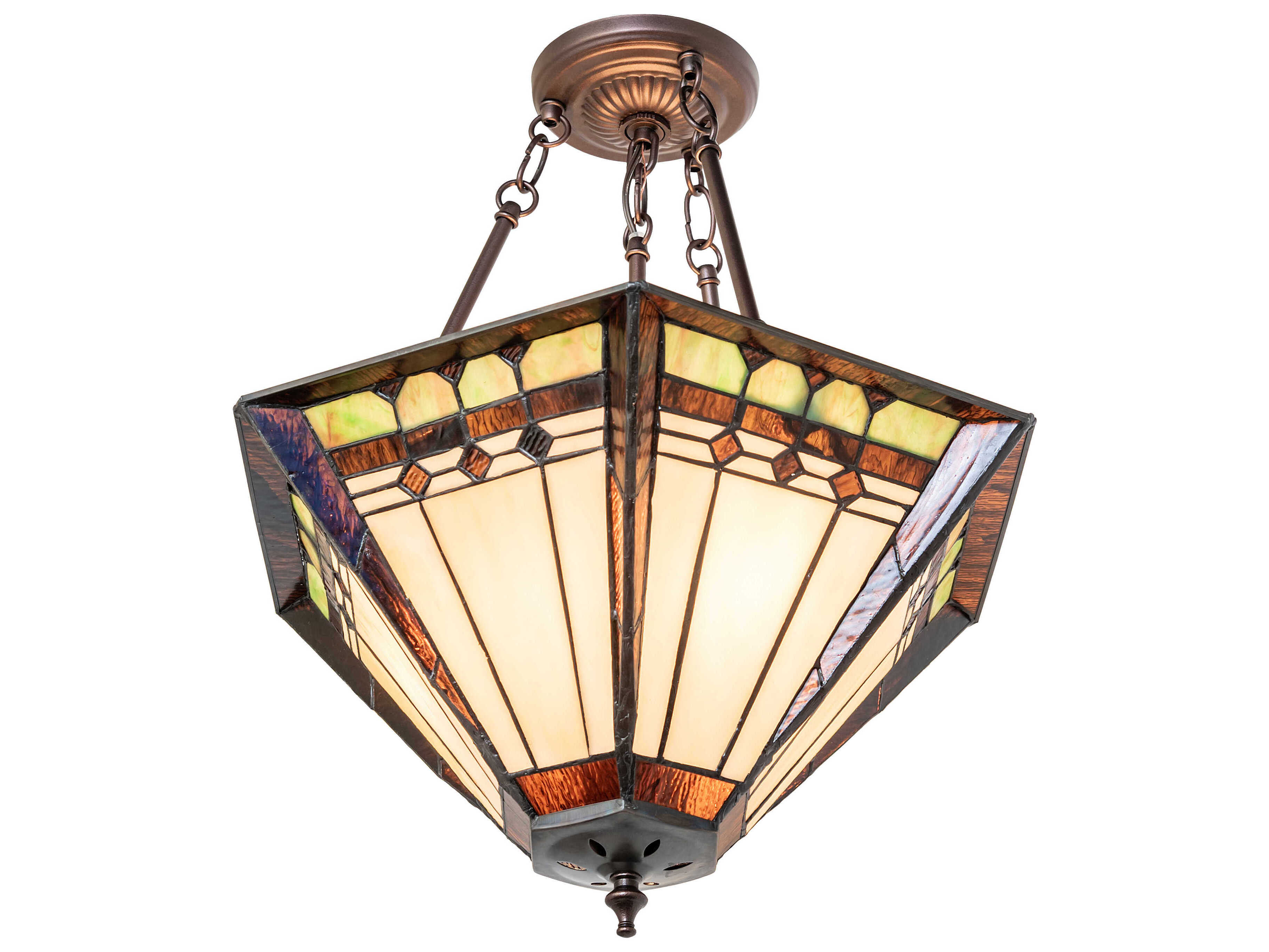 Meyda Albuquerque 3-Light Mahogany Bronze Geometric Semi Flush Mount