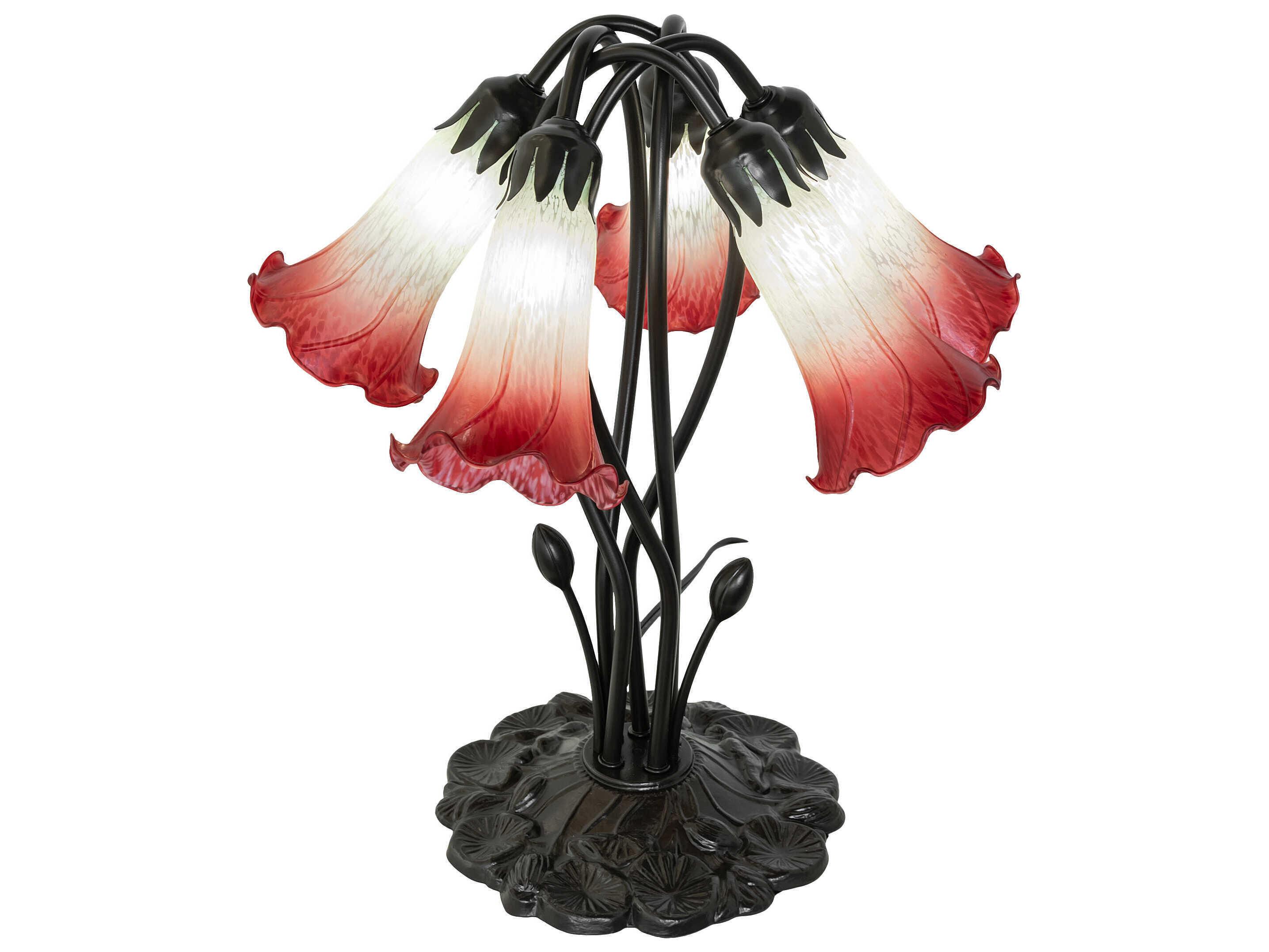 Meyda Pond Lily Mahogany Bronze Table Lamp