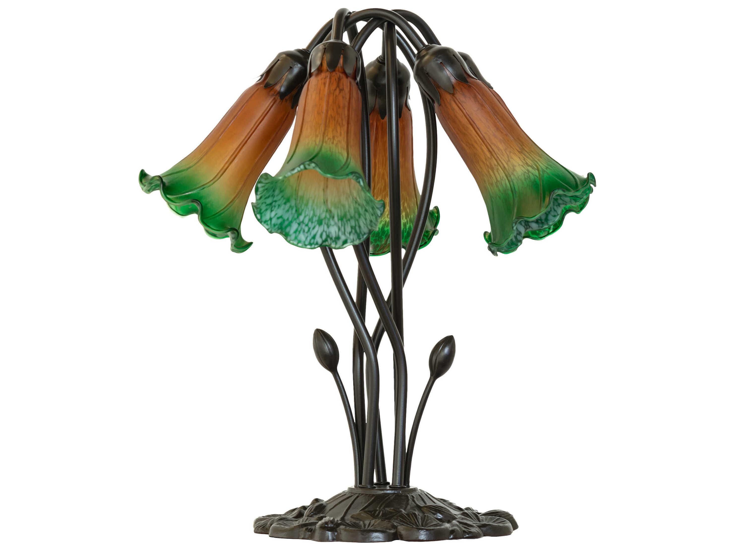 Meyda Pond Lily Mahogany Bronze Table Lamp