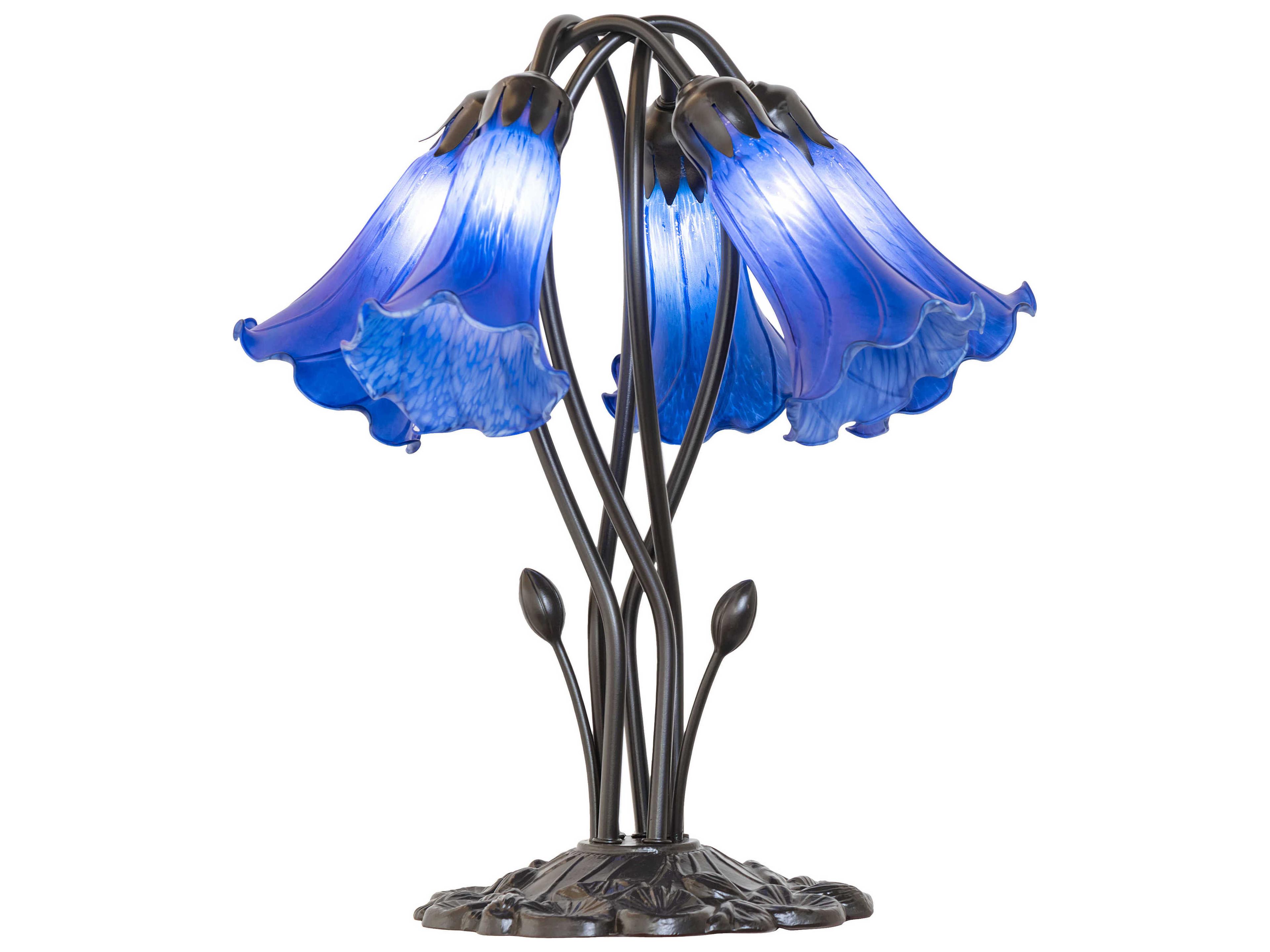 Meyda Pond Lily Mahogany Bronze Table Lamp