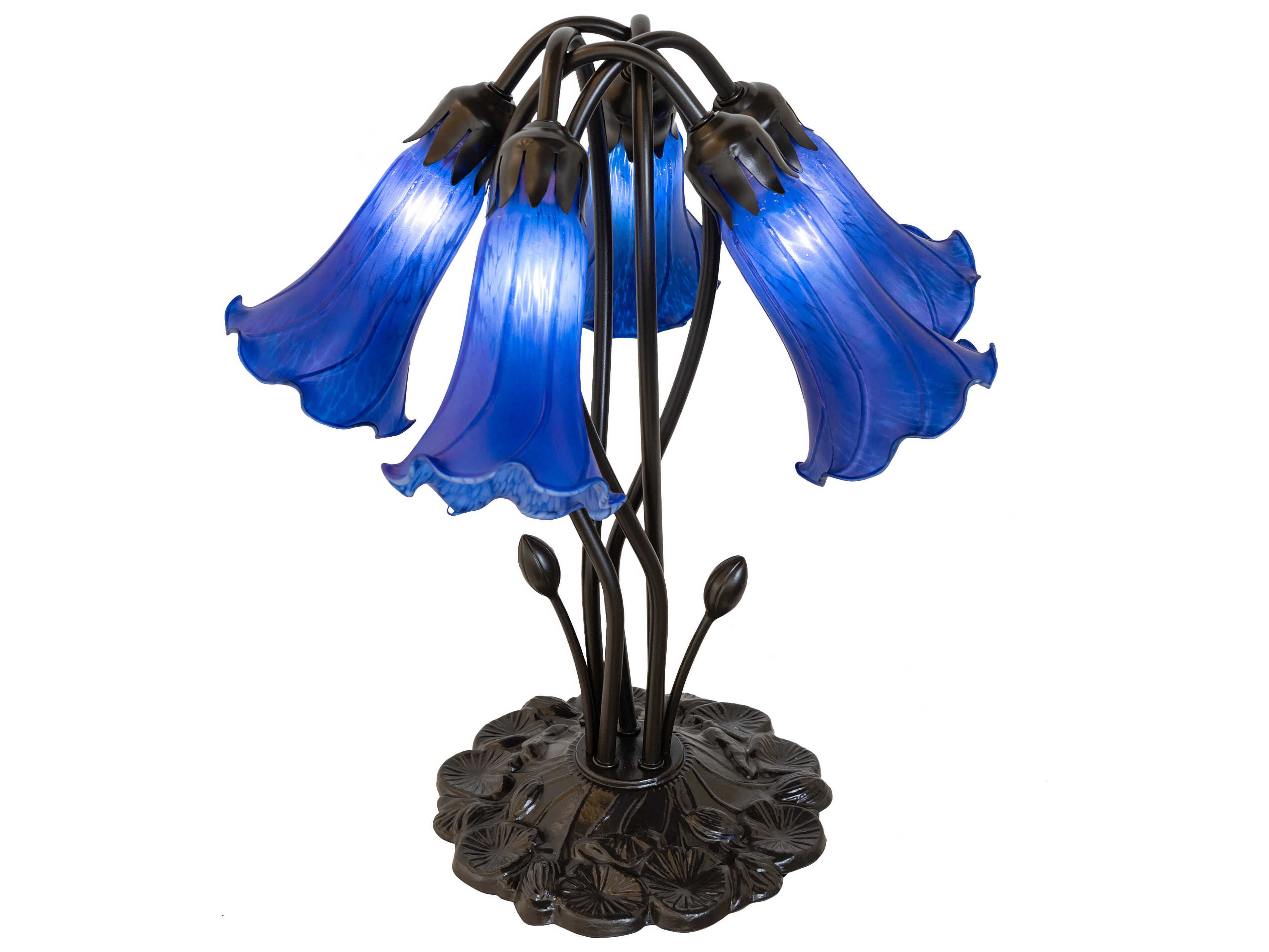 Meyda Pond Lily Mahogany Bronze Table Lamp