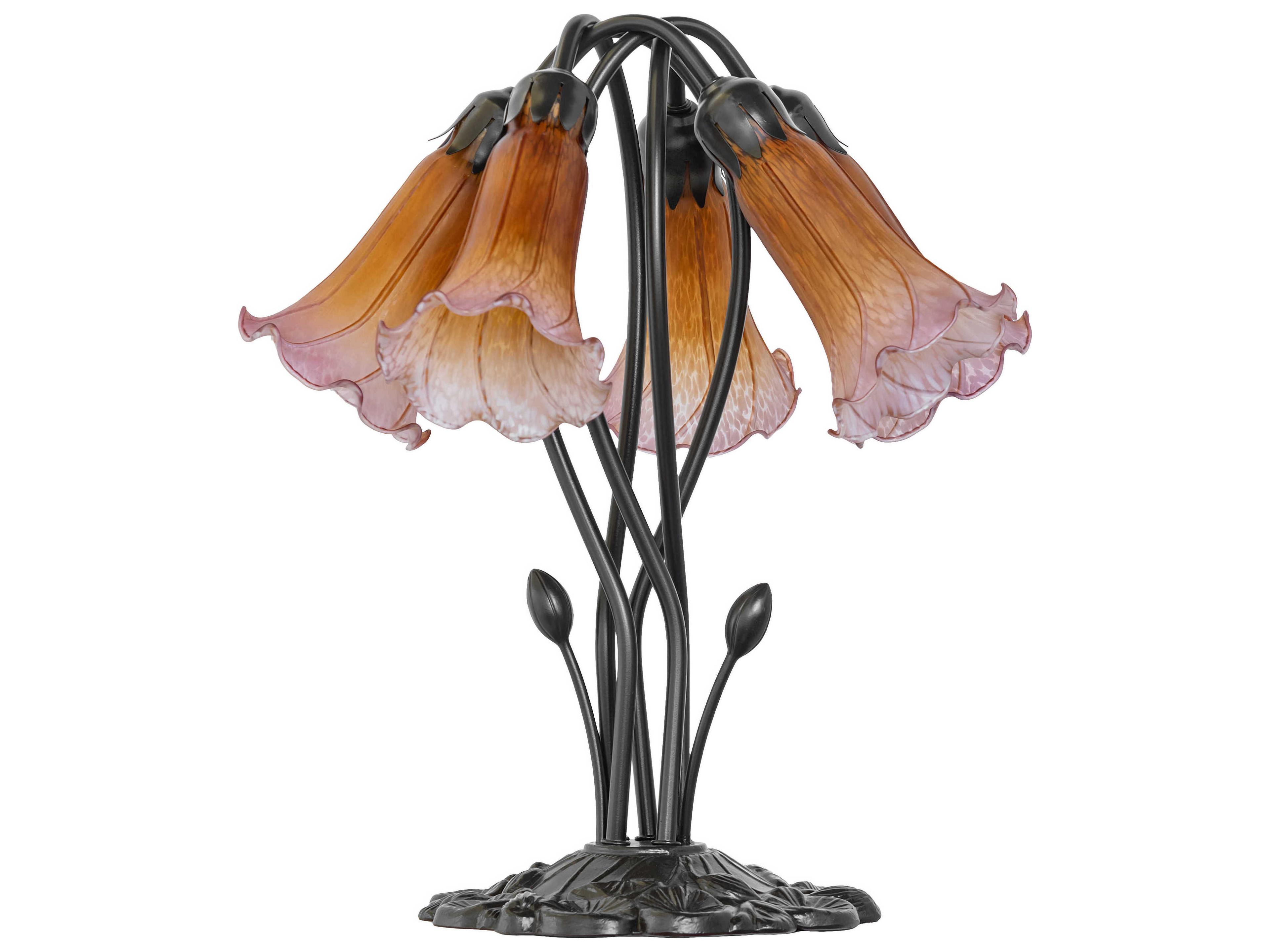 Meyda Pond Lily Mahogany Bronze Table Lamp