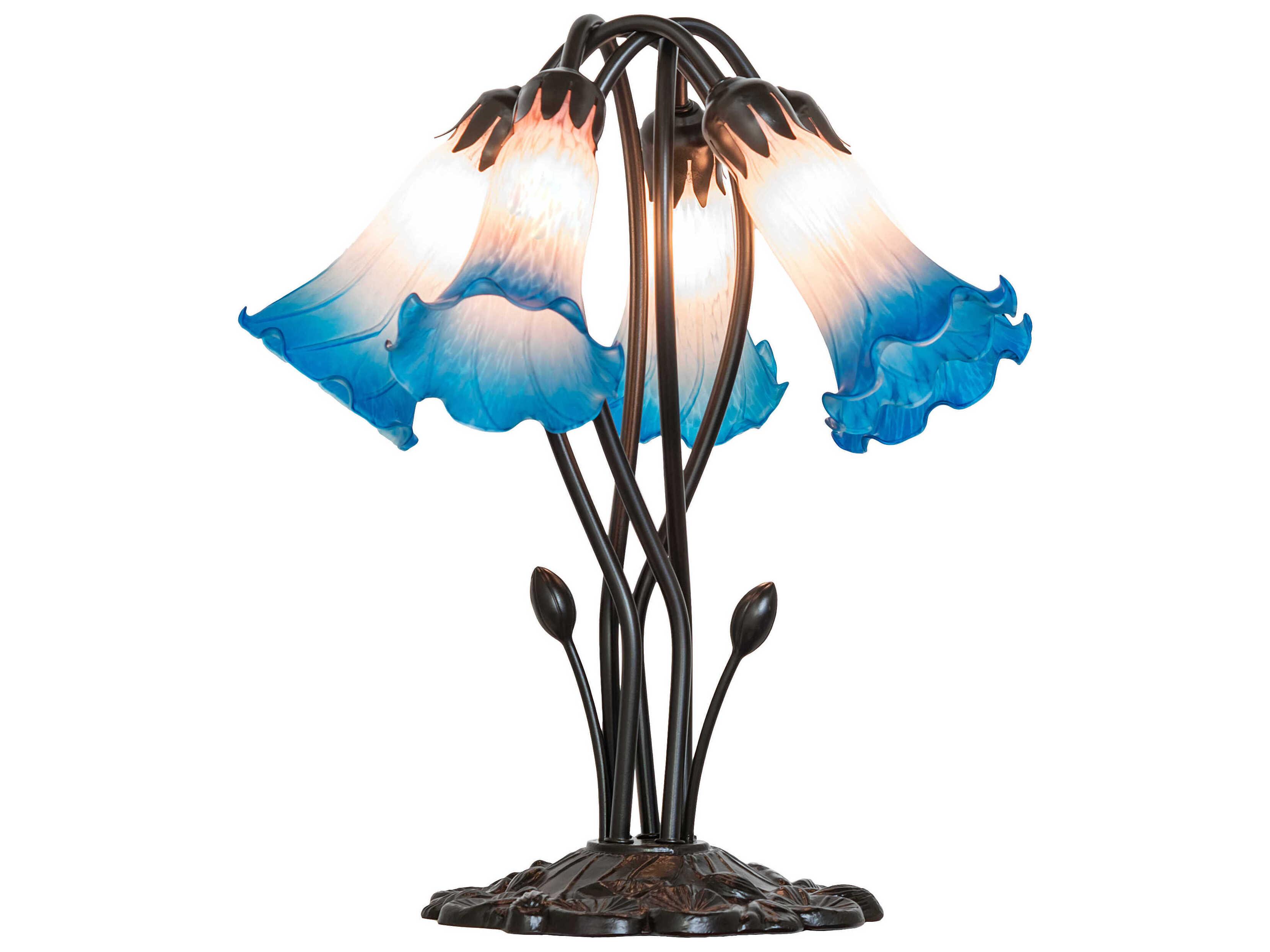 Meyda Pond Lily Mahogany Bronze Table Lamp