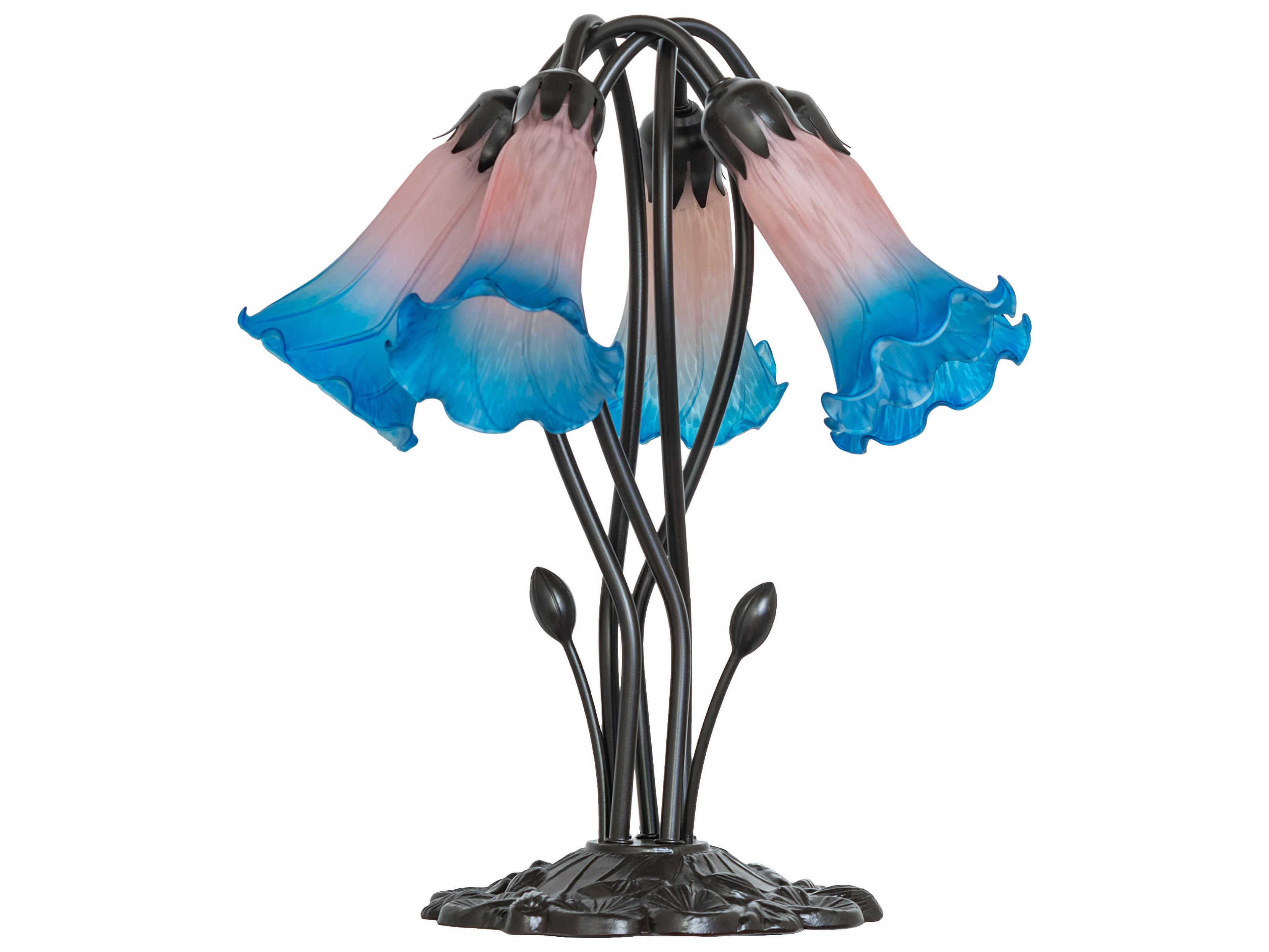 Meyda Pond Lily Mahogany Bronze Table Lamp
