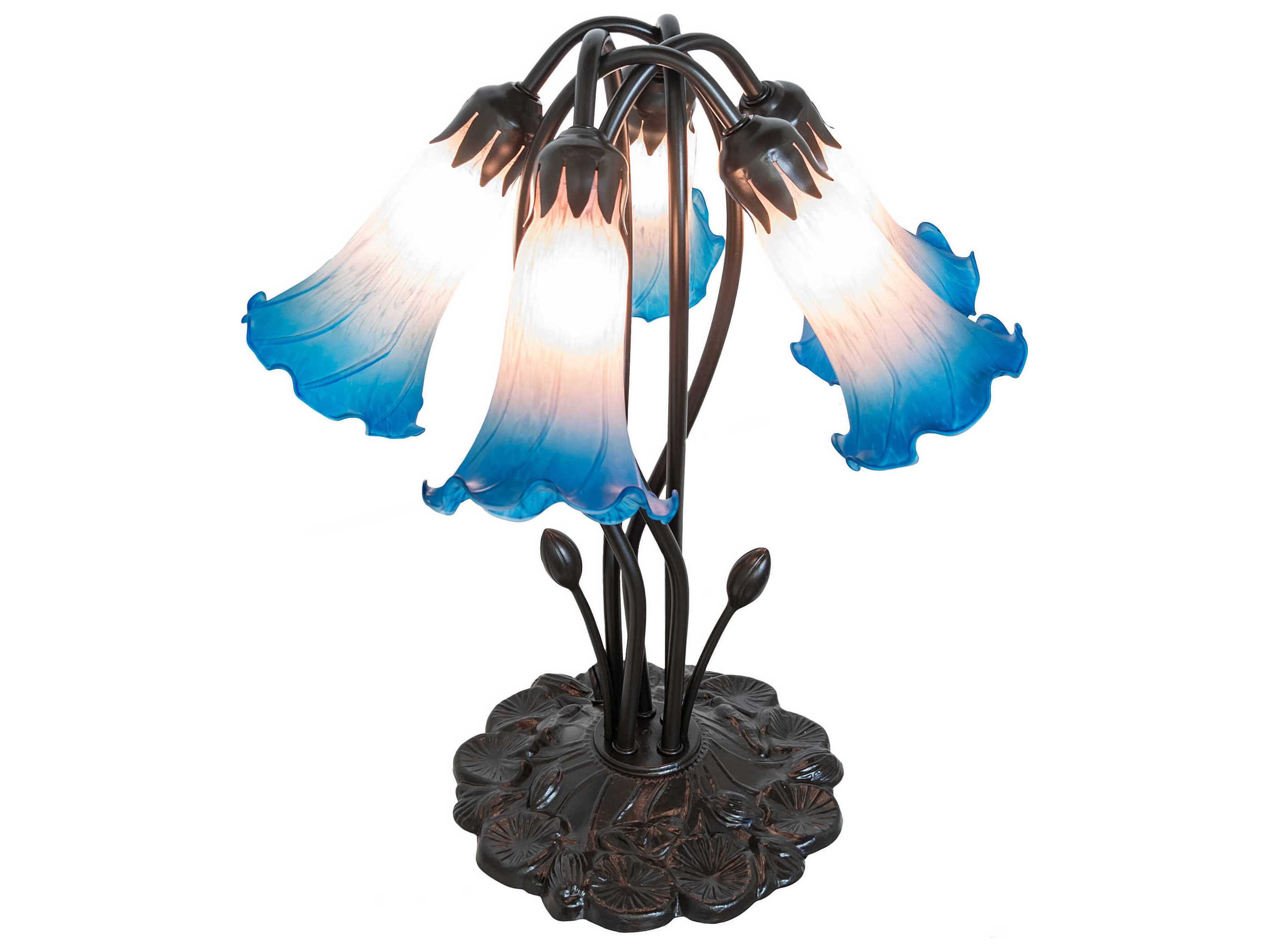 Meyda Pond Lily Mahogany Bronze Table Lamp