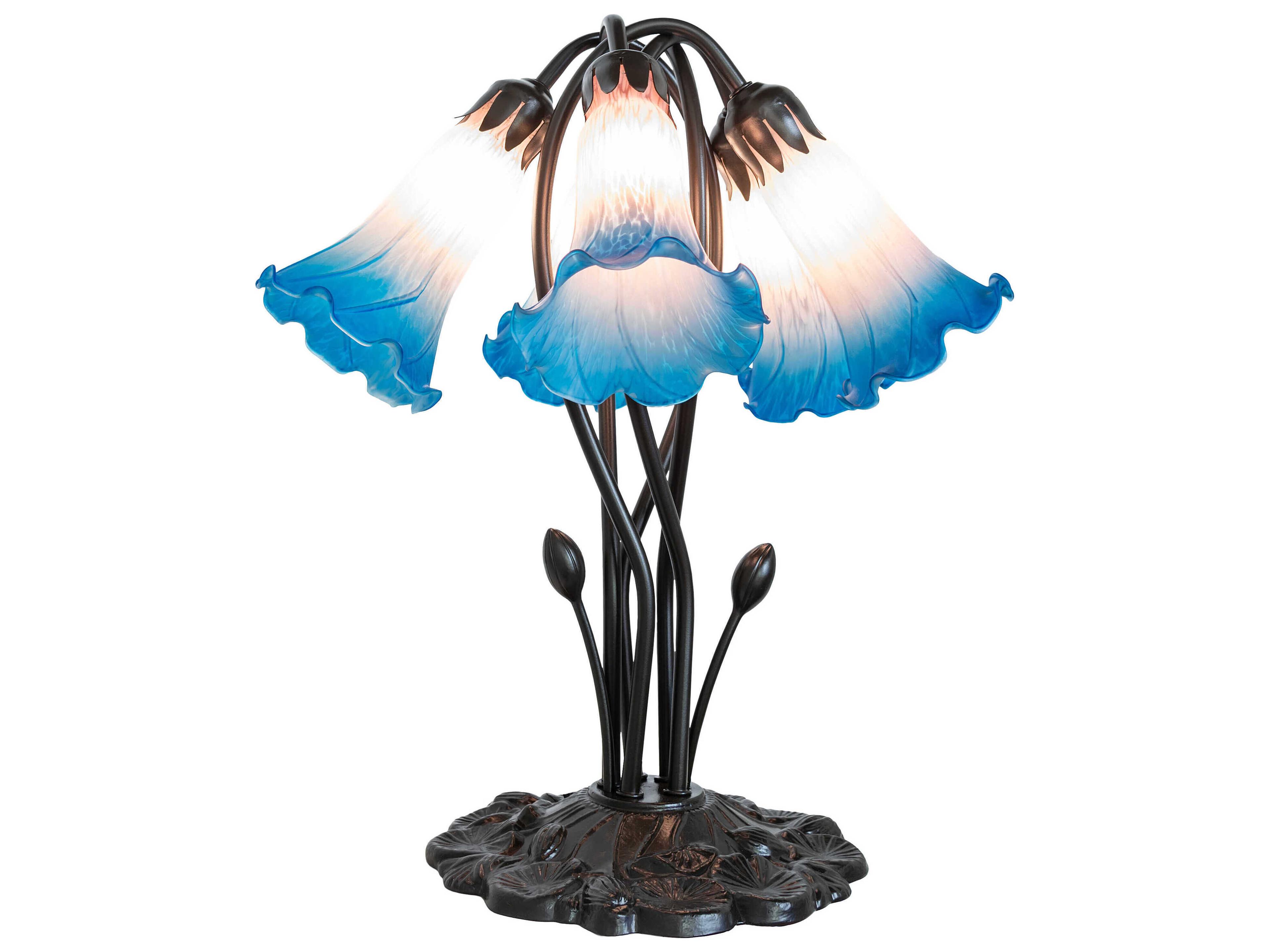 Meyda Pond Lily Mahogany Bronze Table Lamp