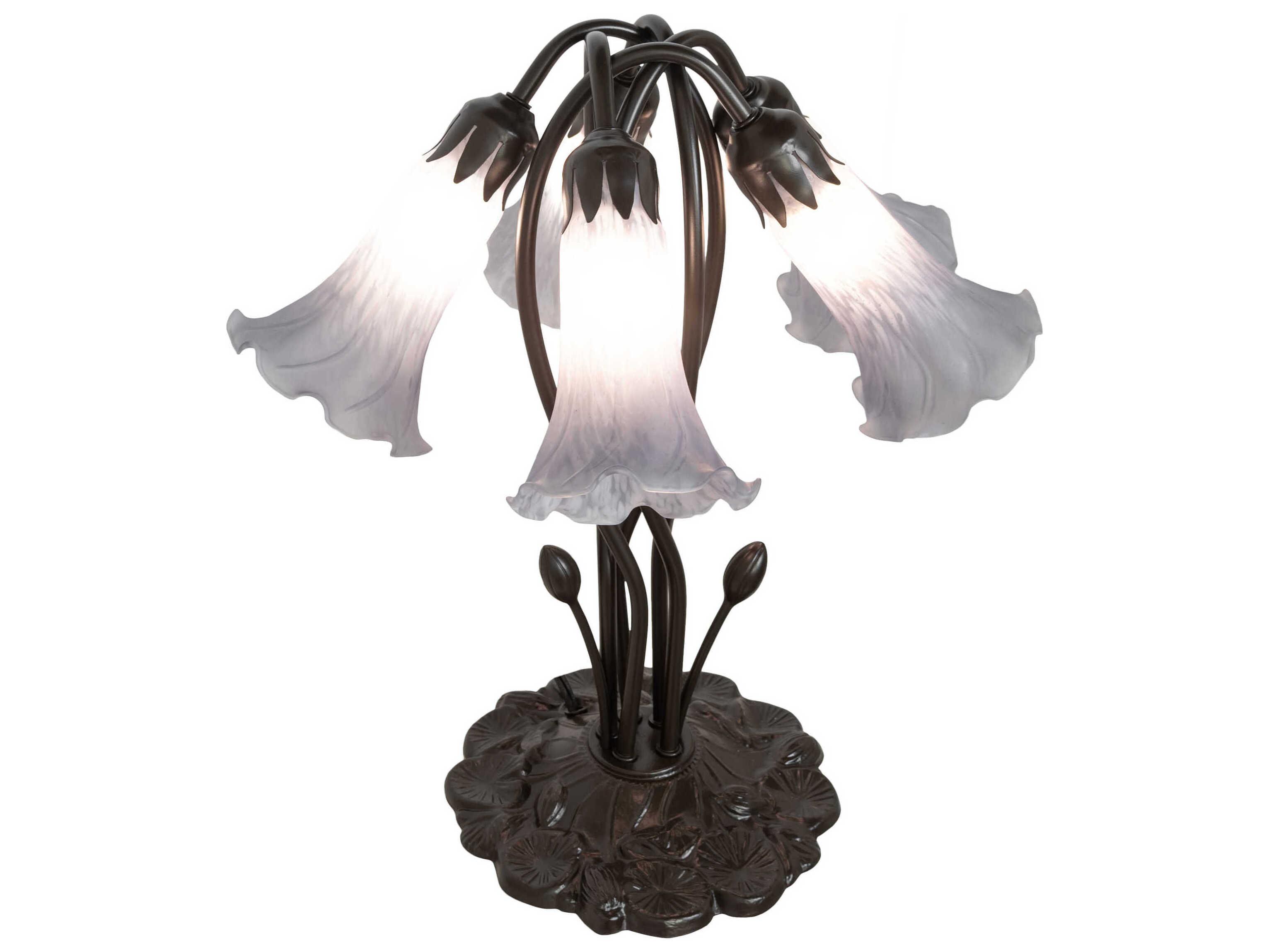 Meyda Pond Lily Mahogany Bronze Table Lamp