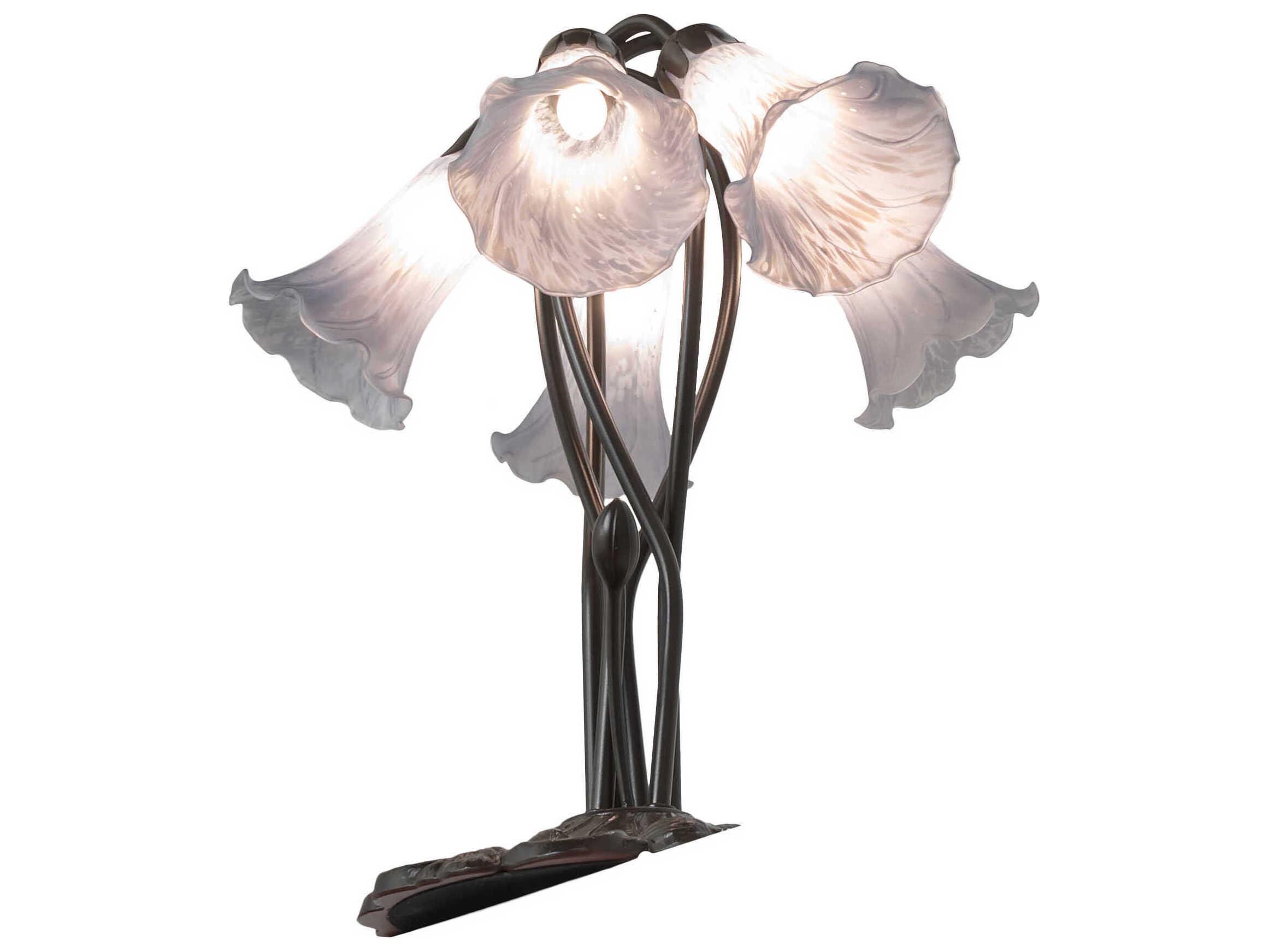 Meyda Pond Lily Mahogany Bronze Table Lamp