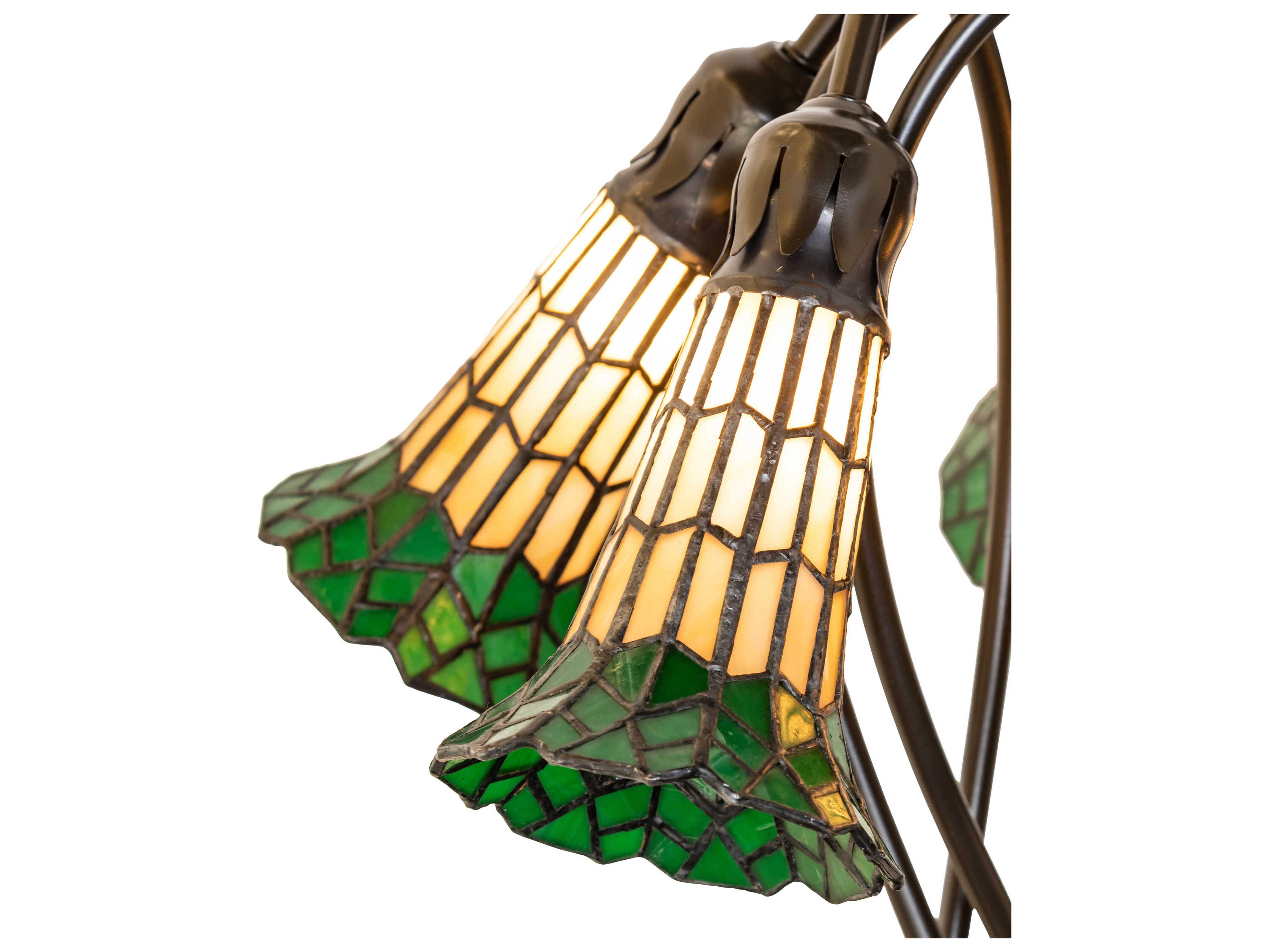 Meyda Stained Glass Pond Lily Mahogany Bronze Table Lamp