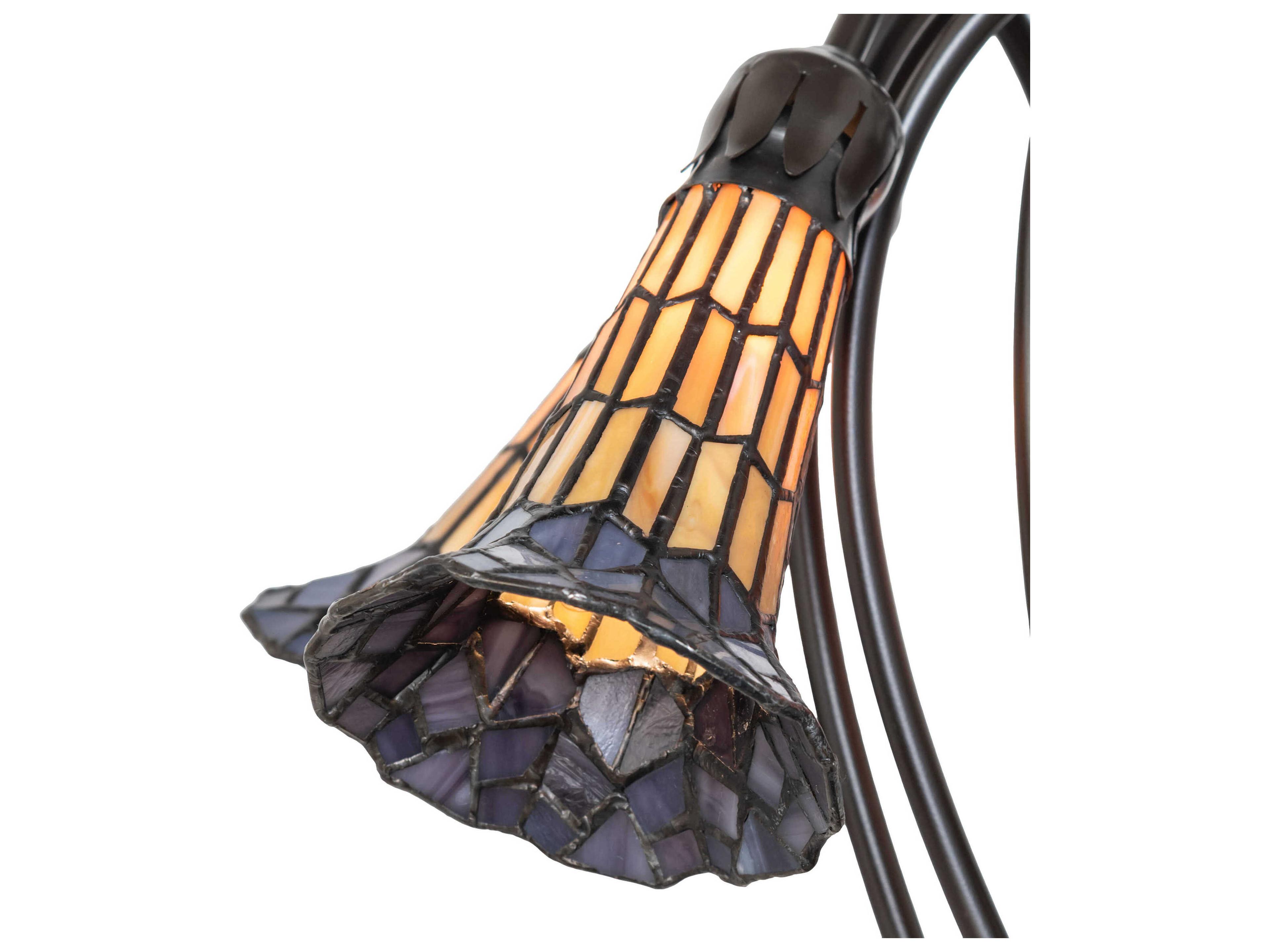 Meyda Stained Glass Pond Lily Mahogany Bronze Table Lamp