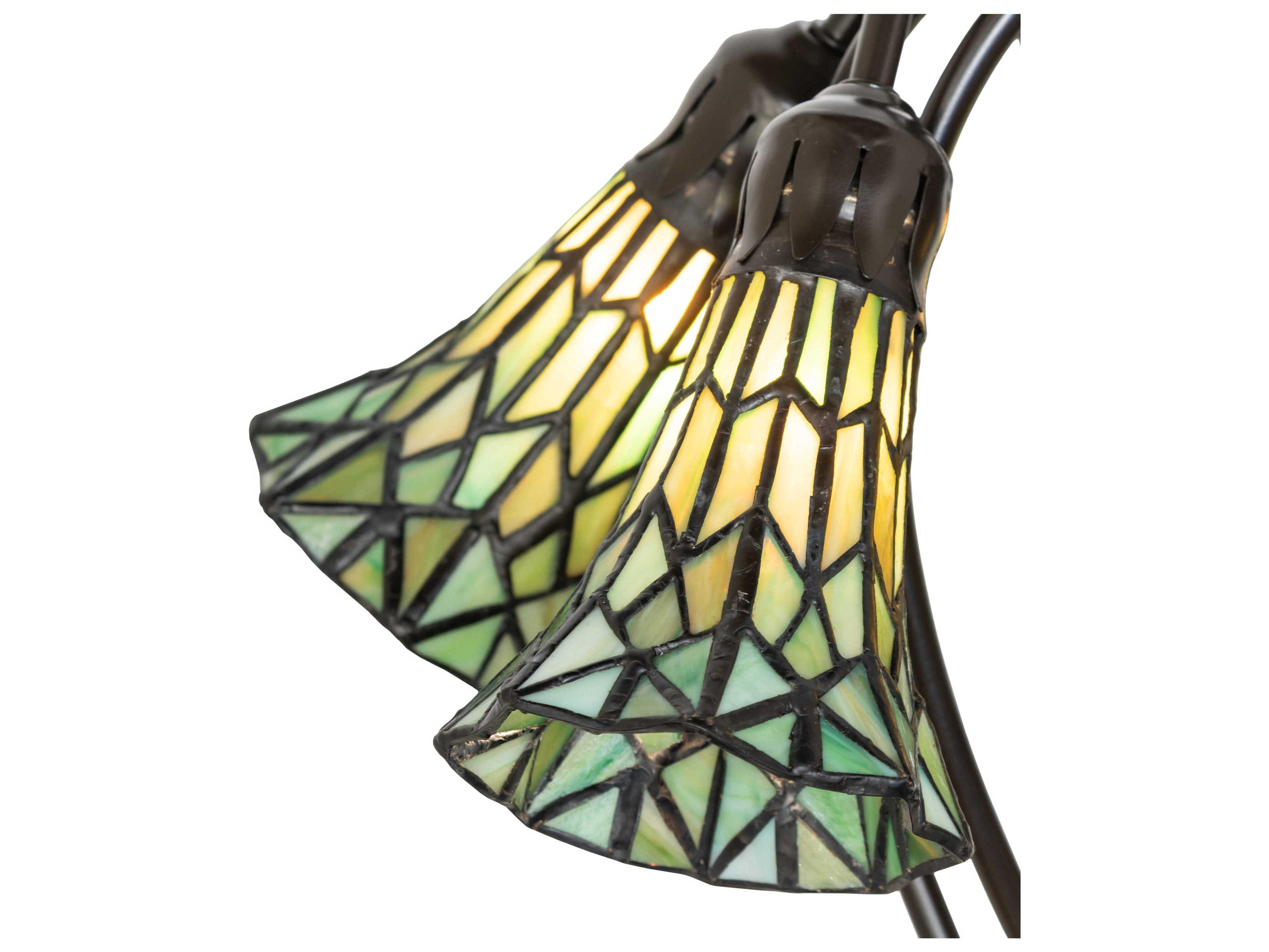 Meyda Stained Glass Pond Lily Mahogany Bronze Table Lamp