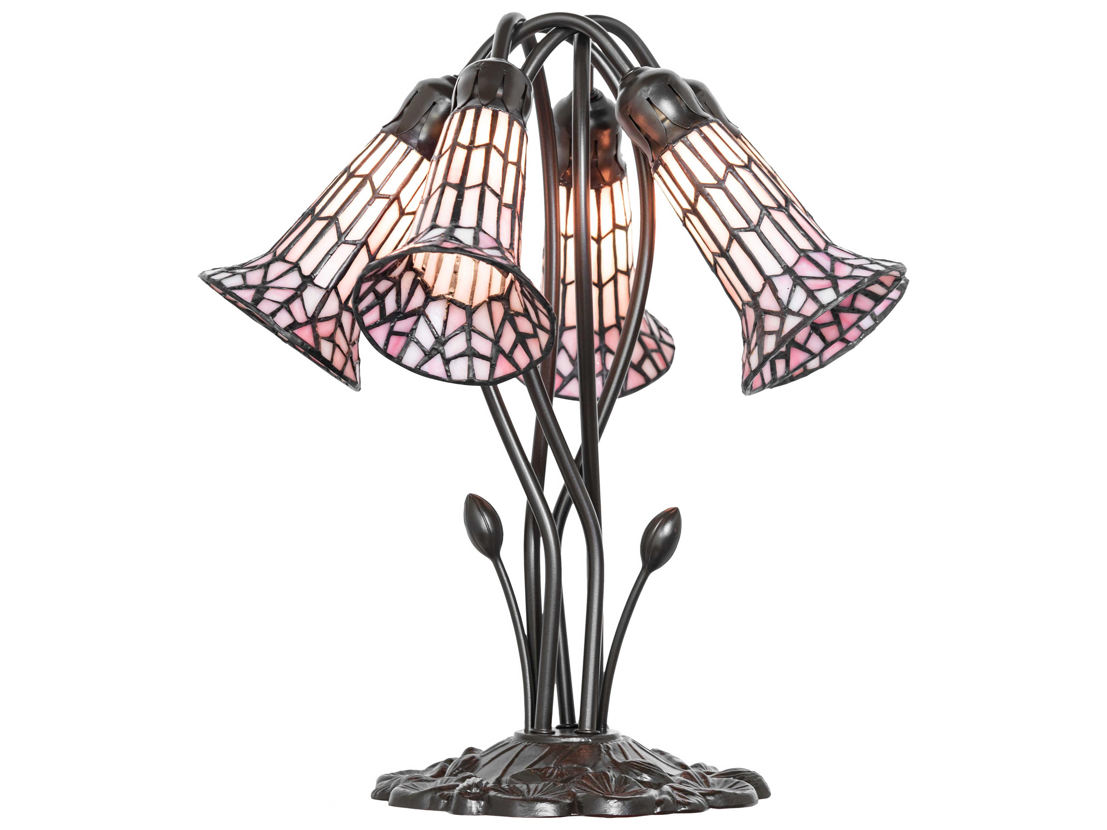 Meyda Stained Glass Pond Lily Mahogany Bronze Table Lamp
