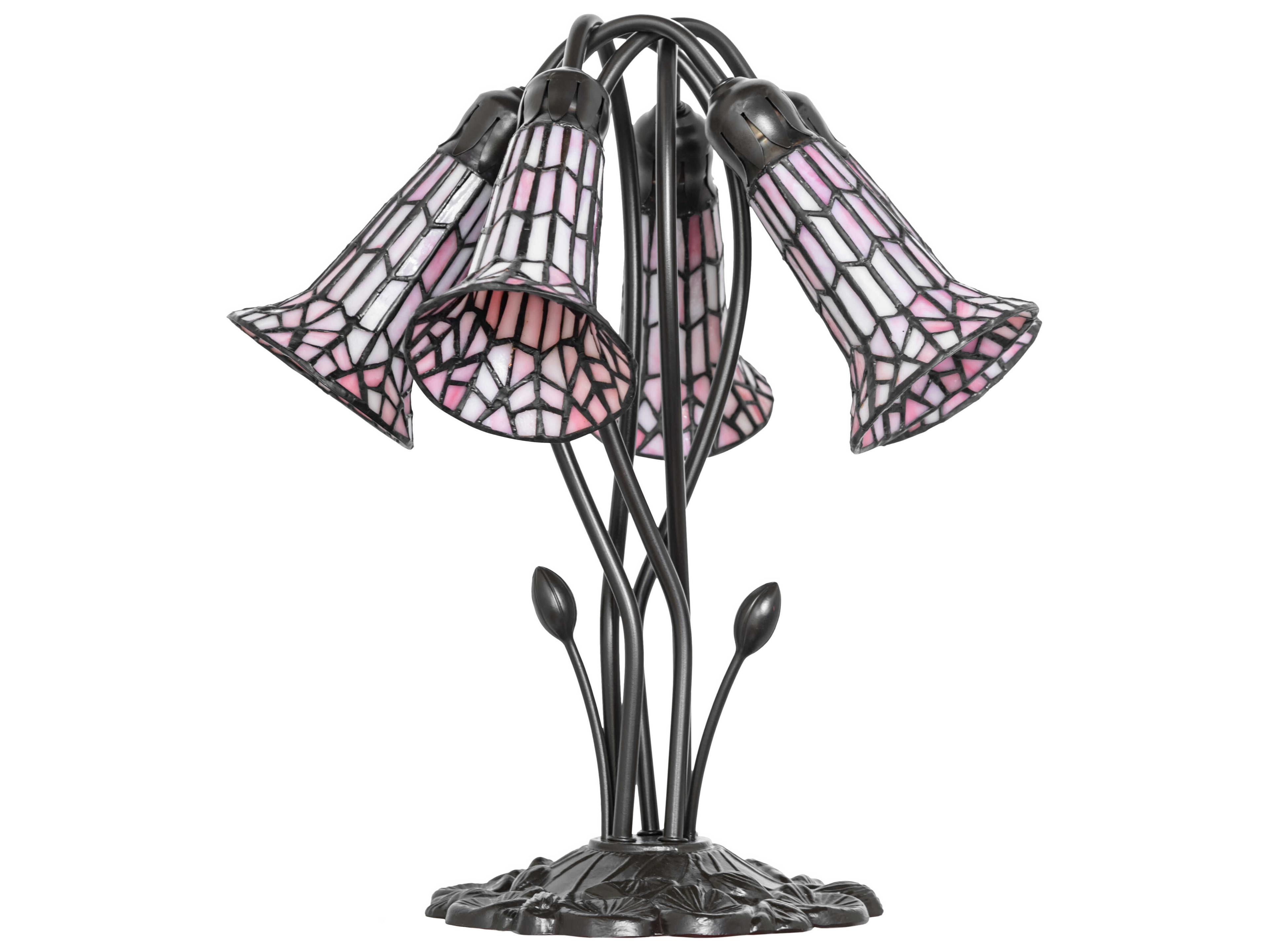 Meyda Stained Glass Pond Lily Mahogany Bronze Table Lamp