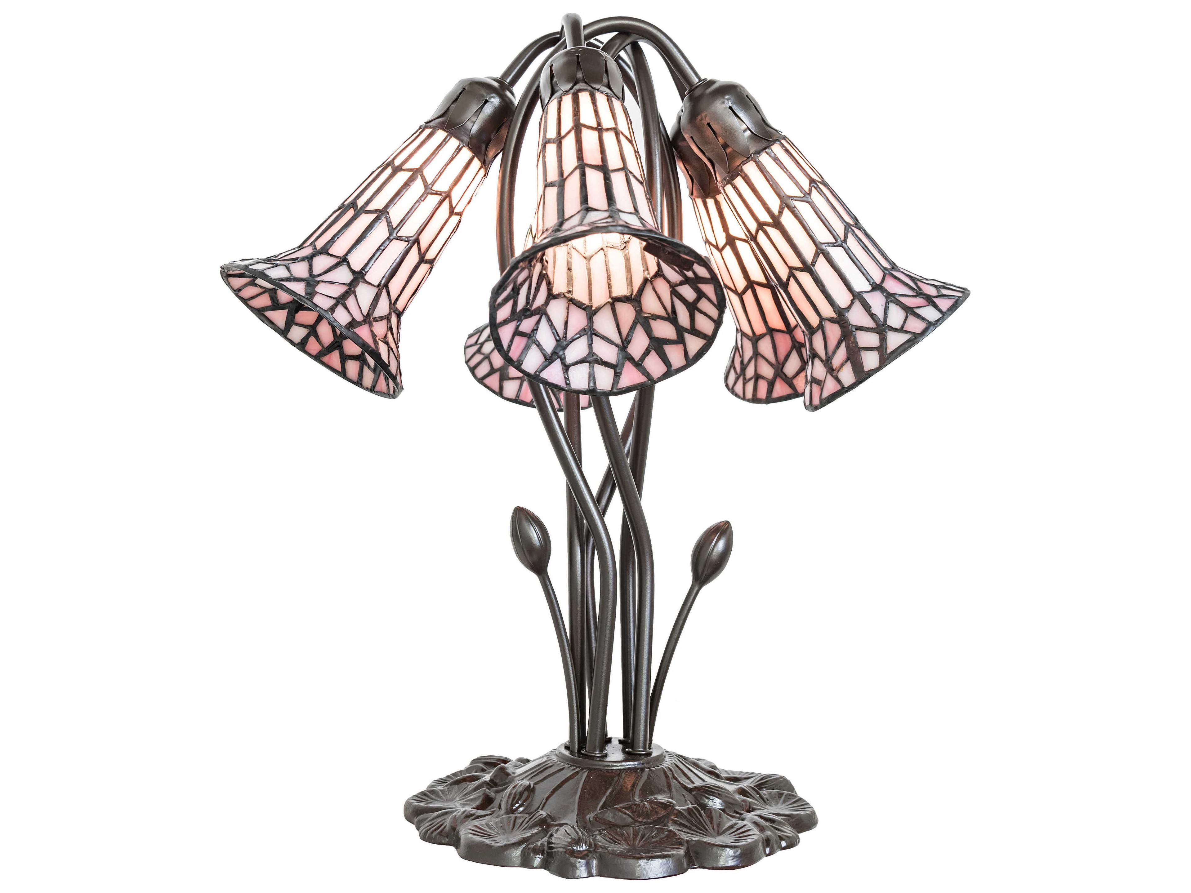 Meyda Stained Glass Pond Lily Mahogany Bronze Table Lamp
