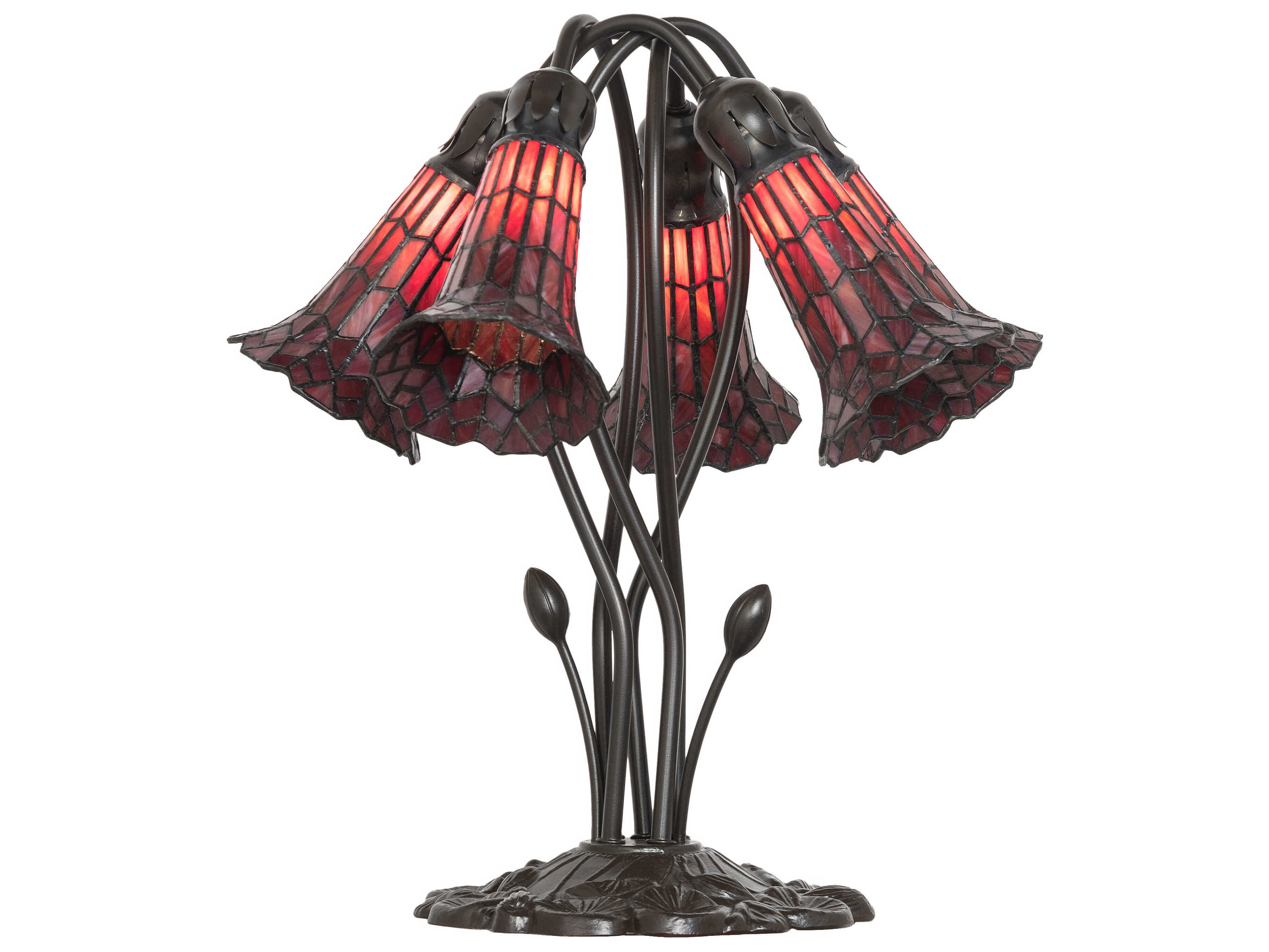 Meyda Stained Glass Pond Lily Mahogany Bronze Table Lamp