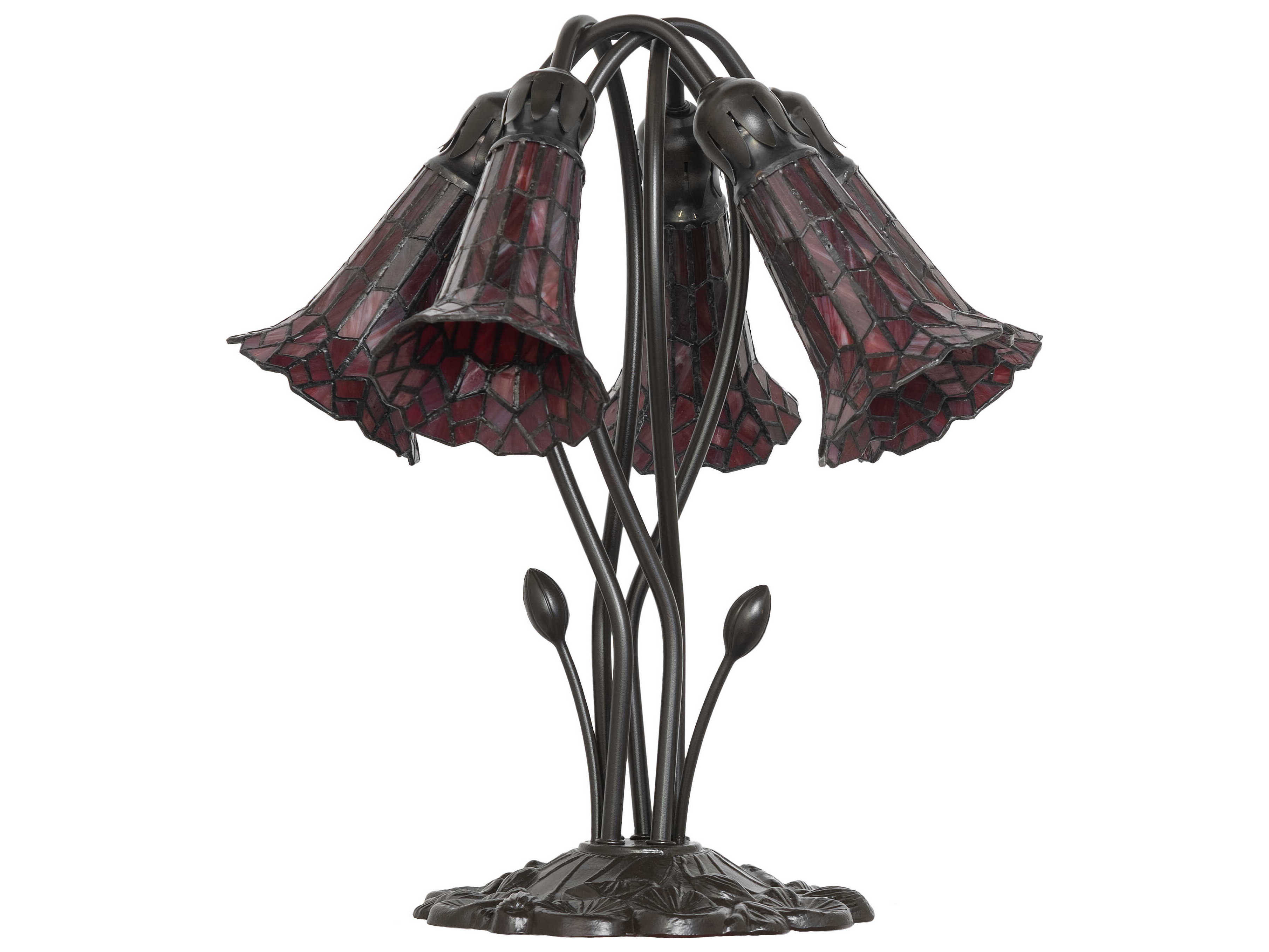 Meyda Stained Glass Pond Lily Mahogany Bronze Table Lamp