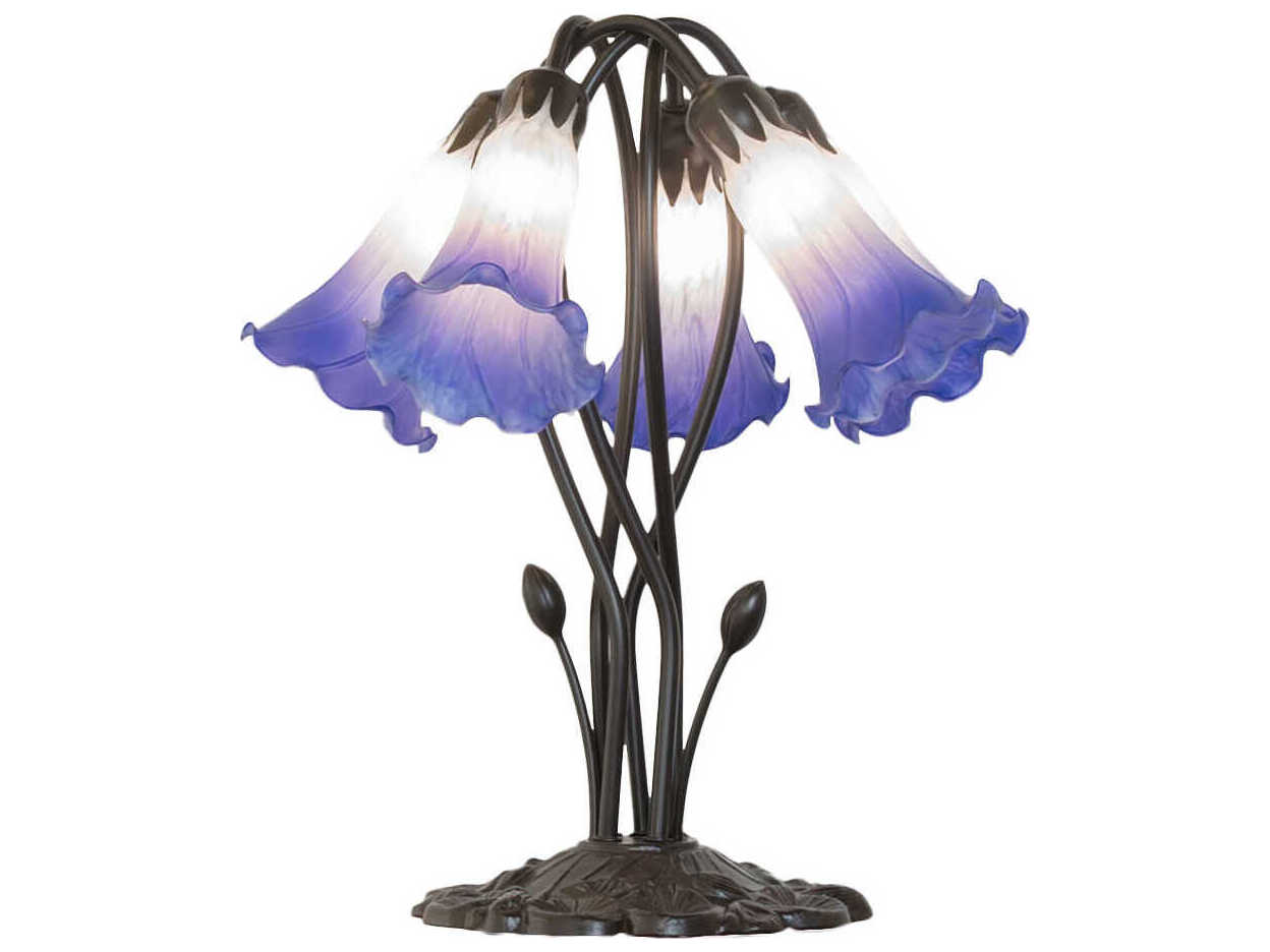 Meyda Pond Lily Mahogany Bronze Table Lamp