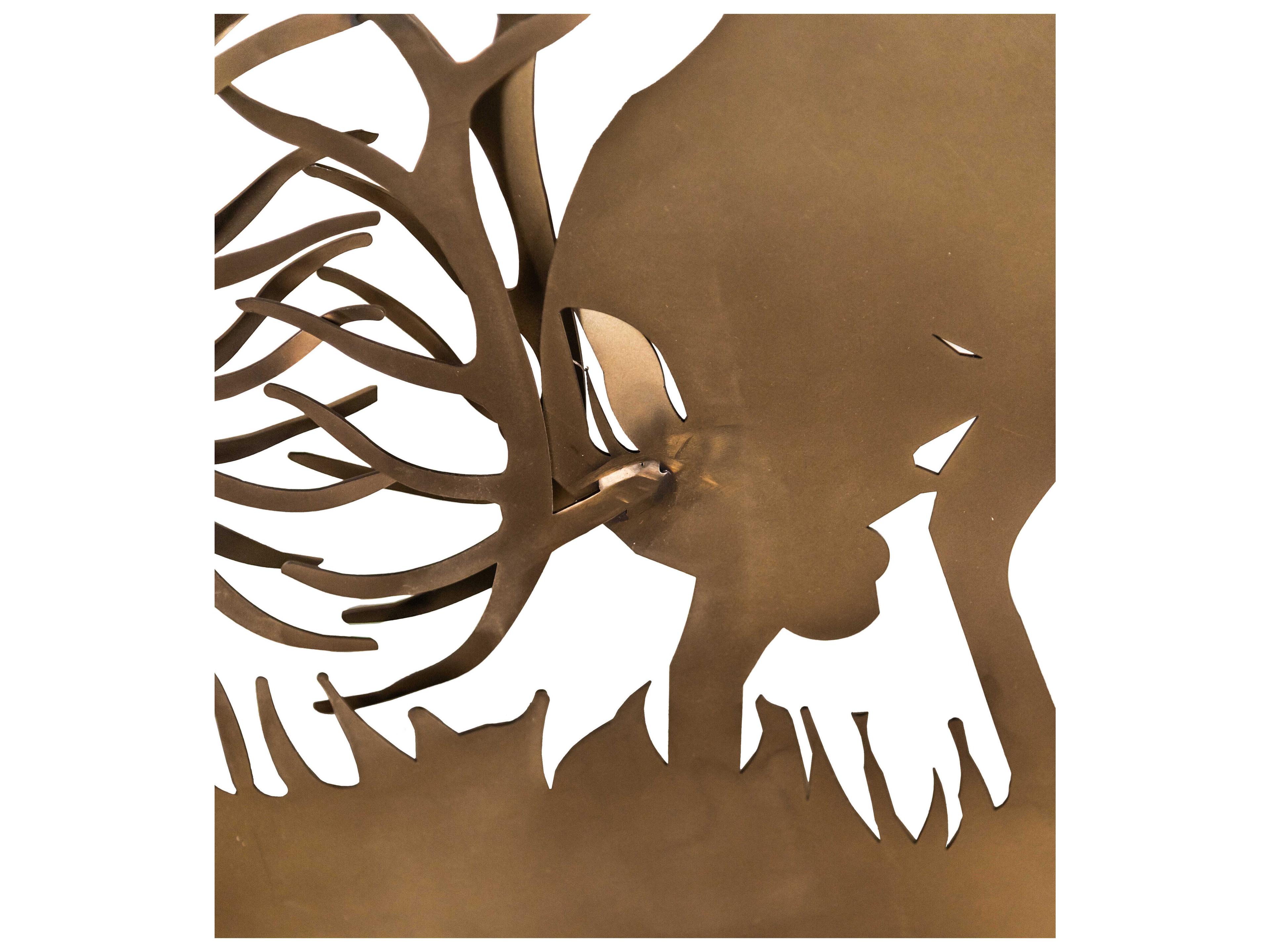 Meyda Battling Elks Antique Copper 10-Hook Coat Rack