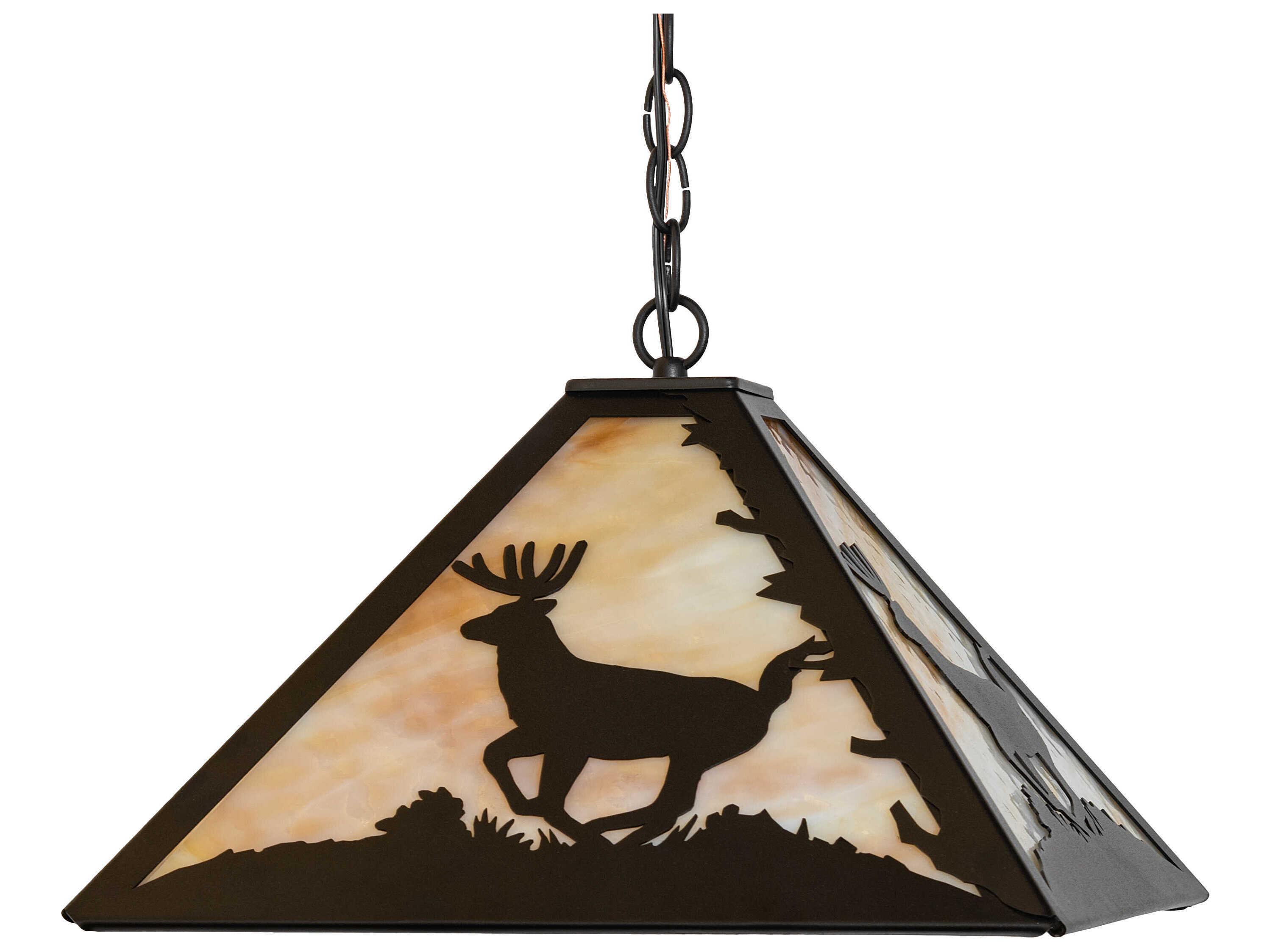 Meyda Lone Deer 3-Light Textured Black Brown Glass Pendant