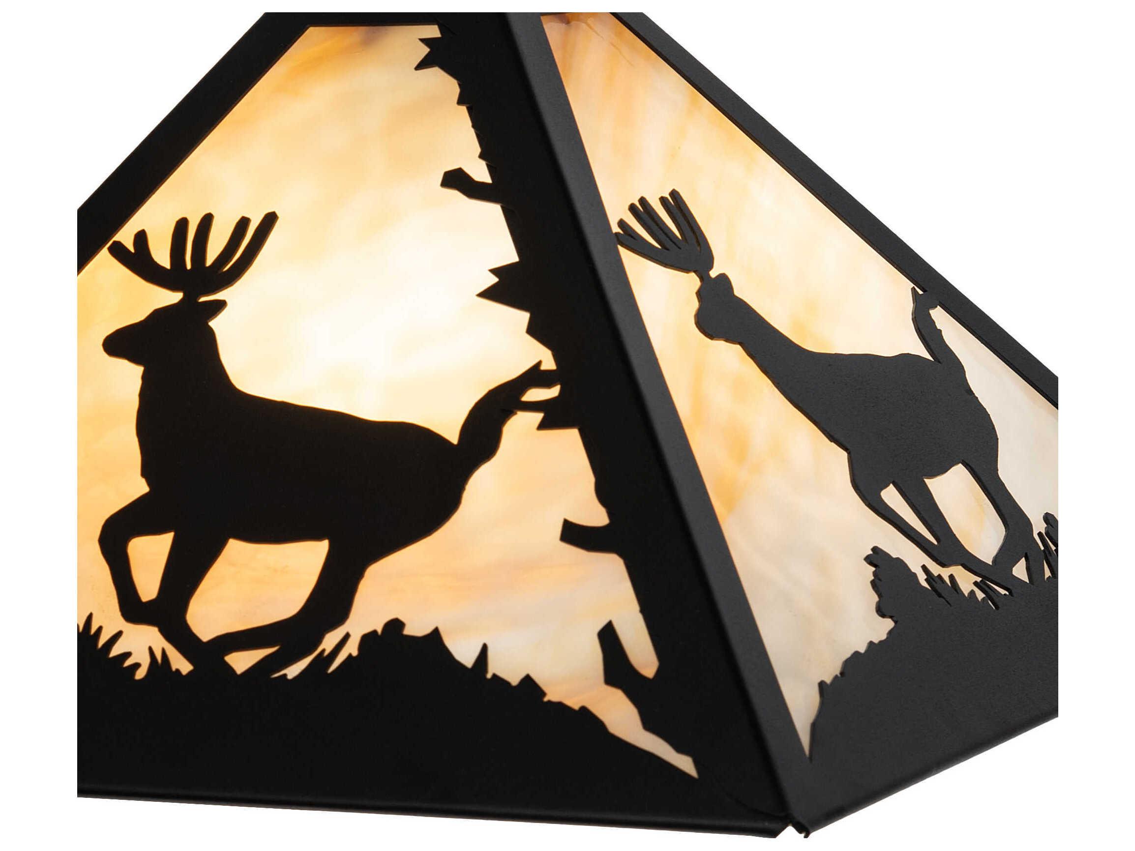 Meyda Lone Deer 3-Light Textured Black Brown Glass Pendant