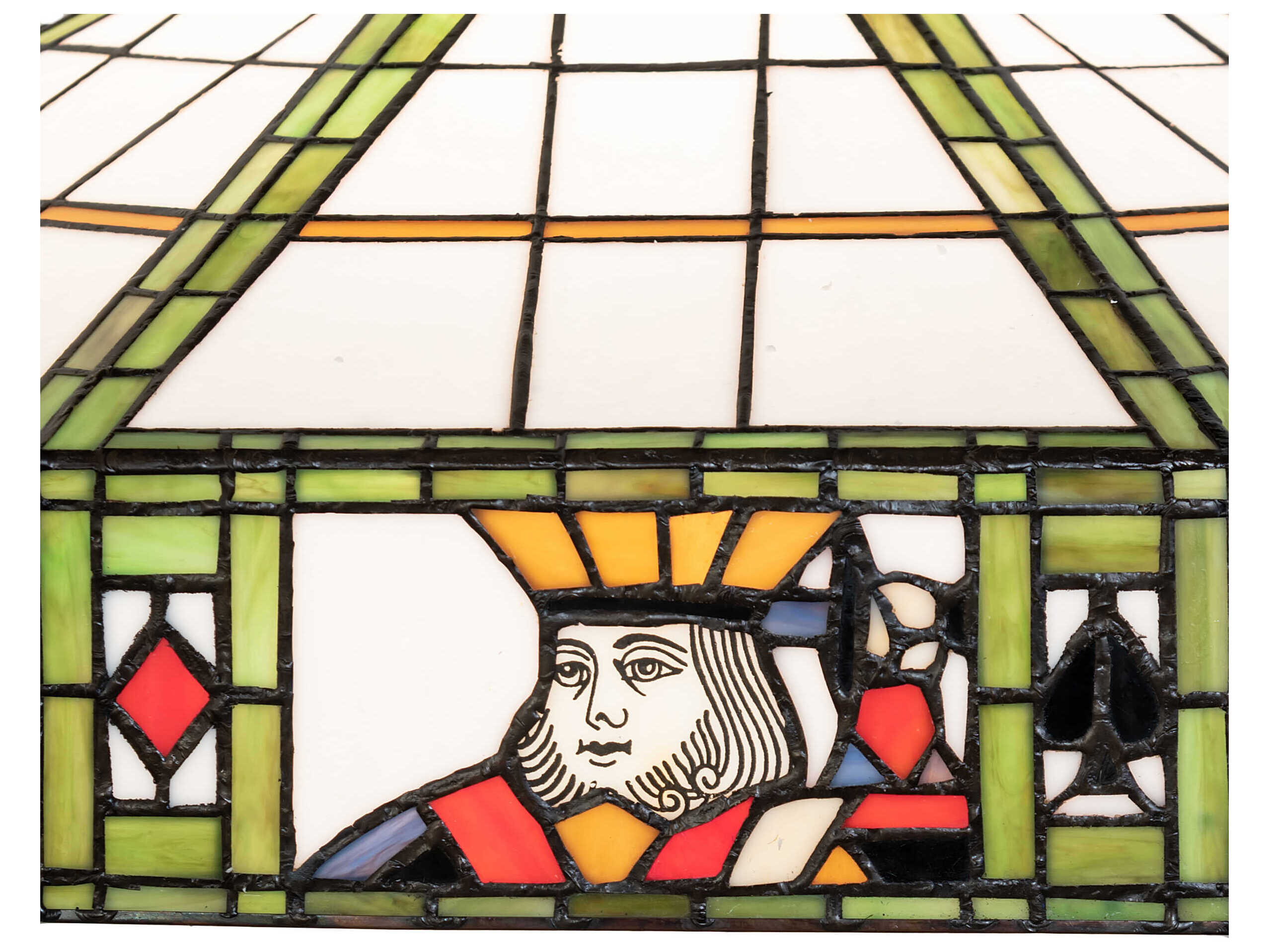 Meyda Poker Face Mahogany Bronze Green Beige Glass Tiffany Floor Lamp