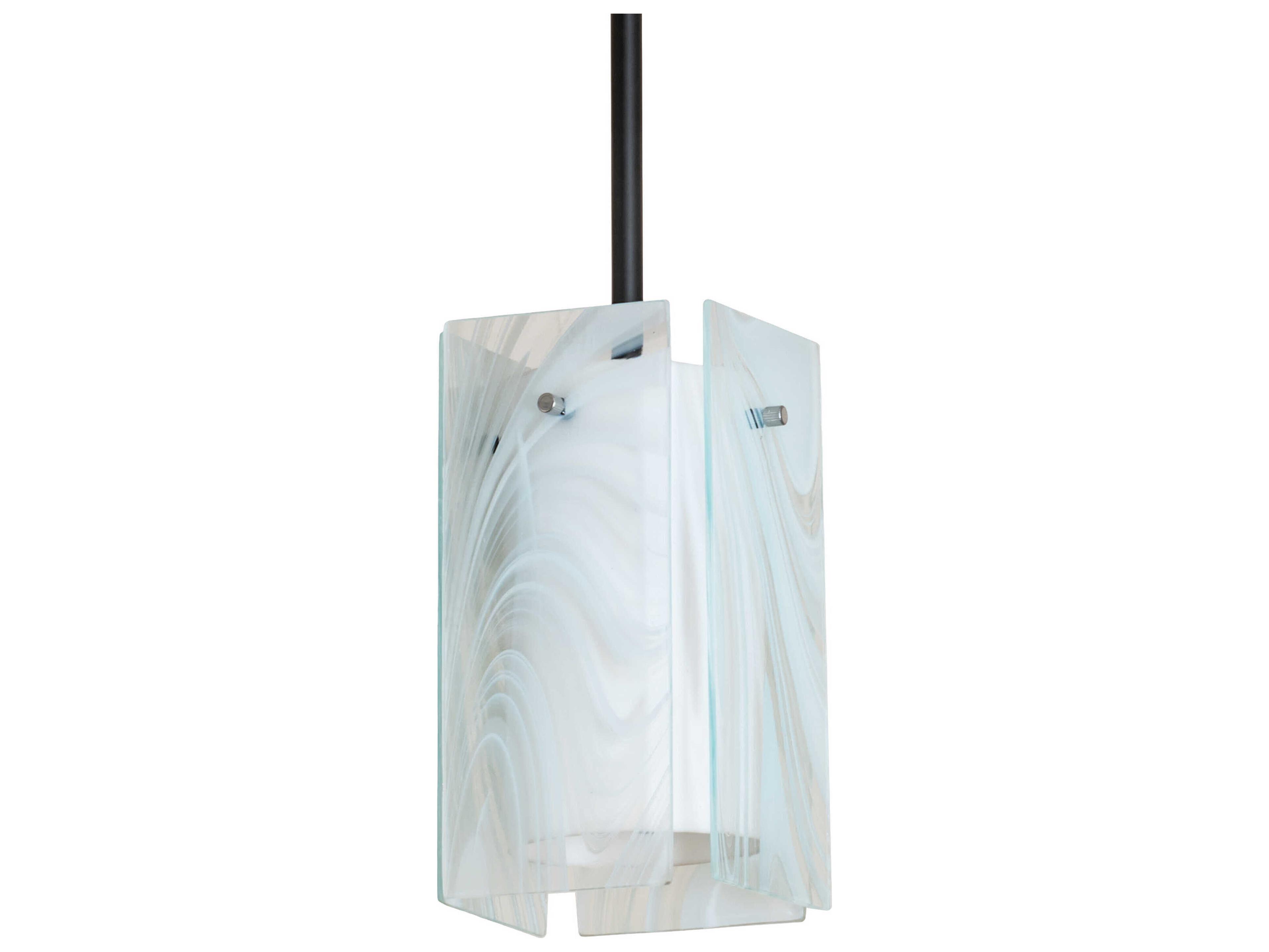 Meyda Quadrato 1-Light Solar Black Extreme Chrome Glass Mini Pendant